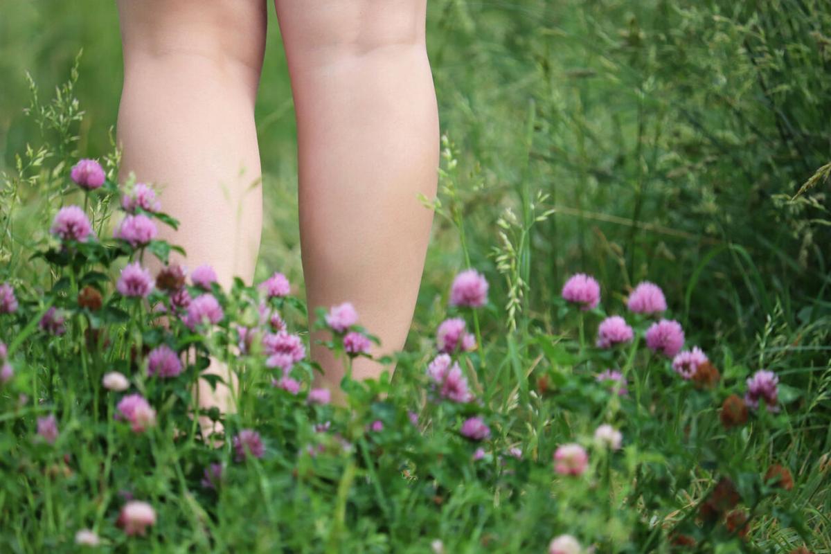 Person walking on a summer field with clover flowers, view through the grass Photo Credit: Oleg Elkov (iStock).