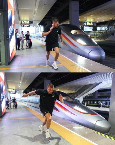 Jokic races train in China