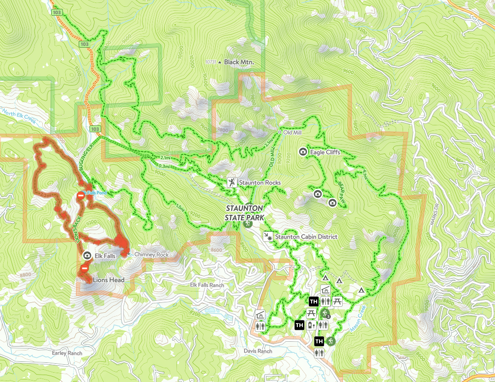Staunton State Park closure map summer and fall 2025