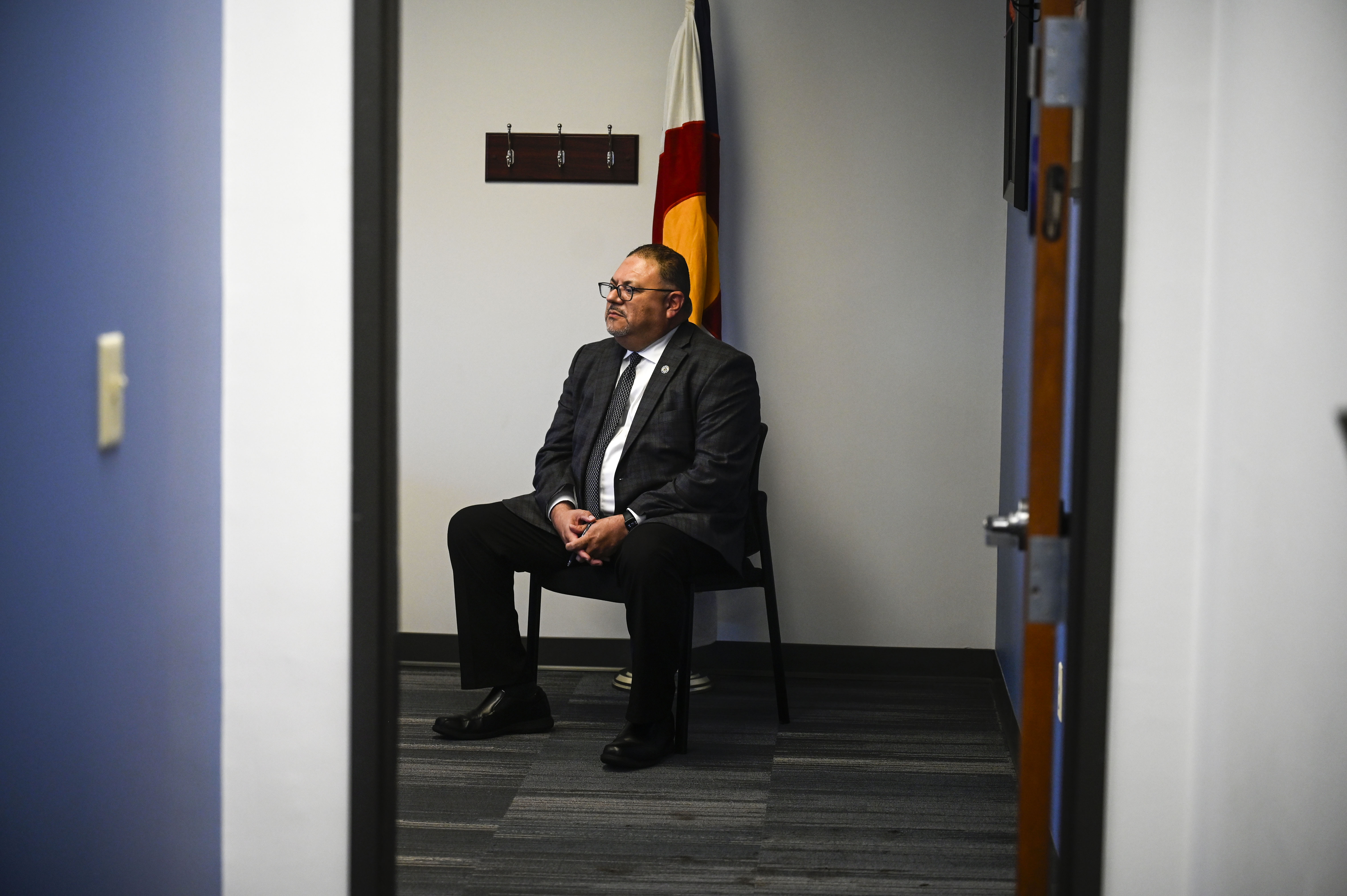 Armando Saldato III, the new director of the Colorado Bureau of Investigation, talks with reporters about stepping into the new role on Wednesday, Aug. 27, 2025. (Stephen Swofford, Denver Gazette) (StephenSwoffordPhotographerstephen.swofford@gazette.comhttps://secure.gravatar.com/avatar/1ddcaf11c5d70eaa58546ddc4e038687?d=mm&r=g)