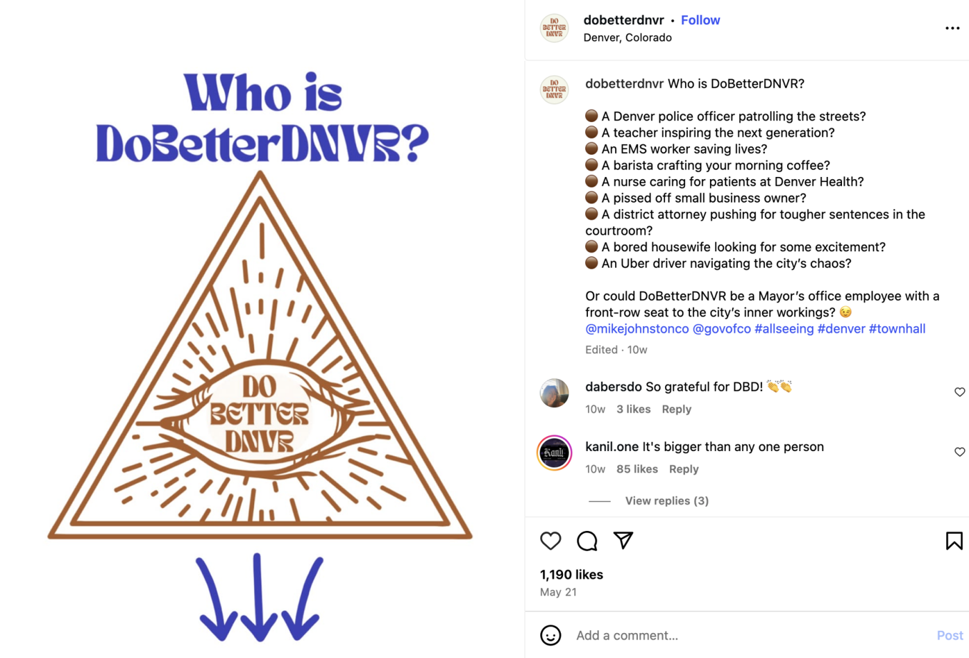 Instagram screenshot from Do Better Denver