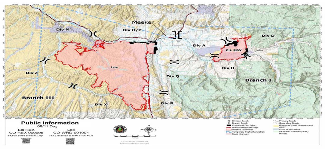 Lee fire map Monday