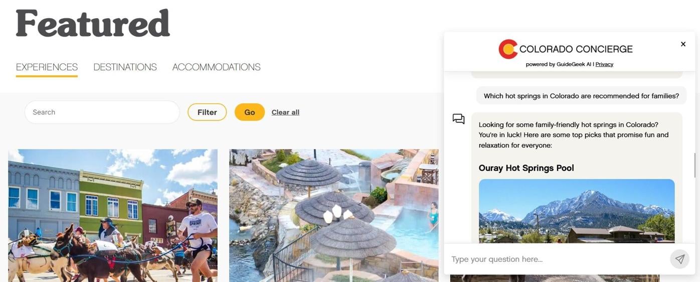 Screengrab from Colorado.com's Colorado Concierge