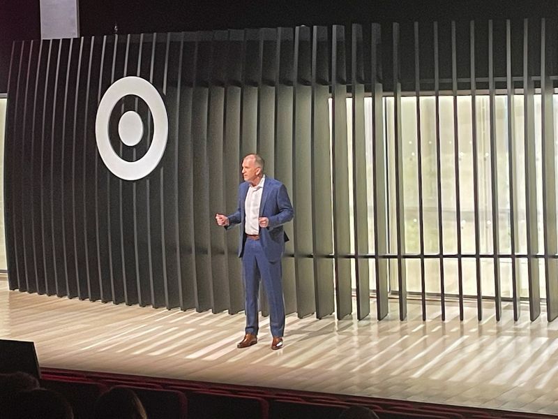 Michael Fiddelke gestures during Target’s financial community meeting at The Times Center in New York