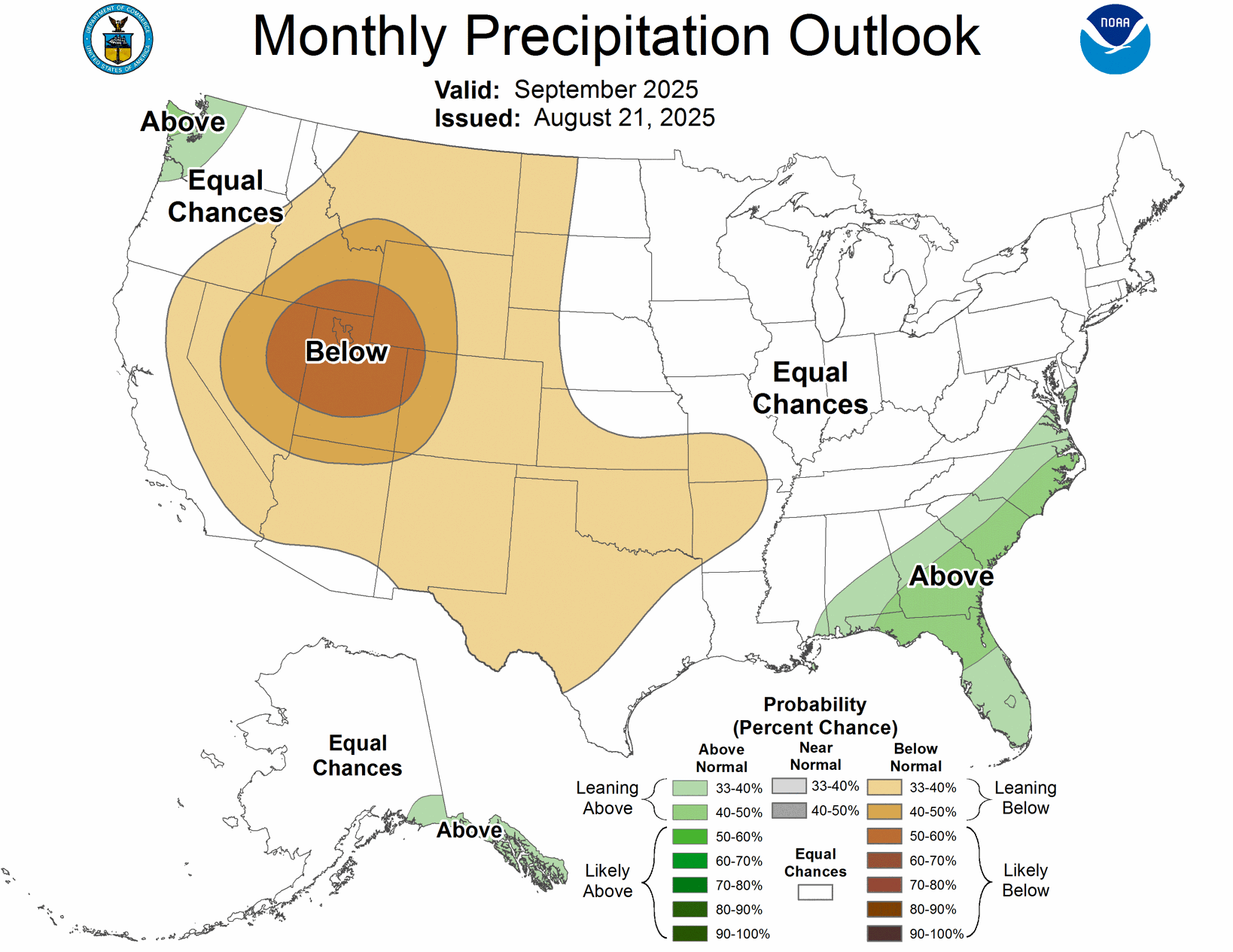 September 2025 monthly precipitation outlook