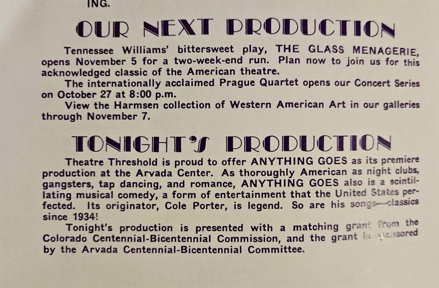 Arvada Center Contrast playbill