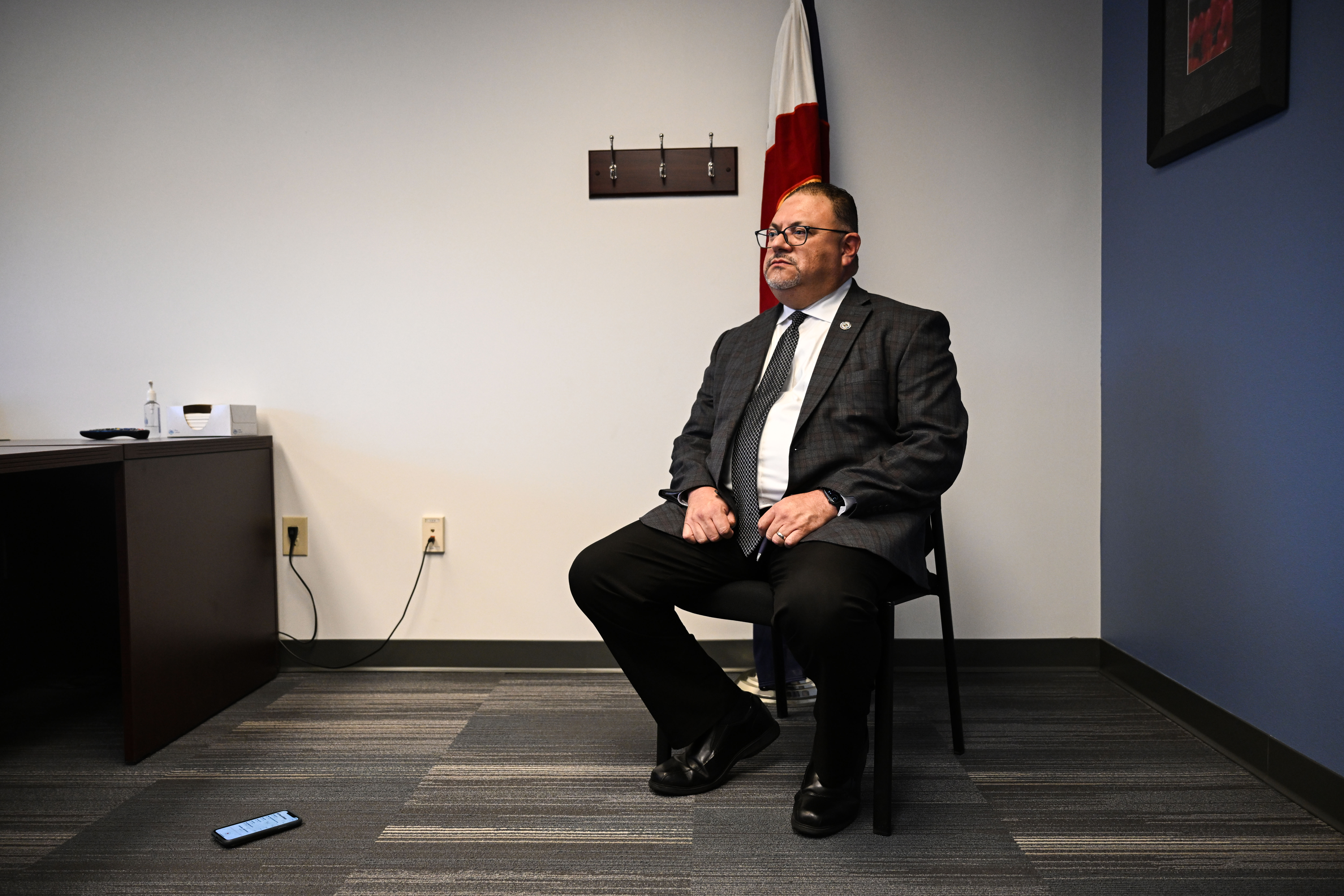 Armando Saldato III, the new director of the Colorado Bureau of Investigation, talks with reporters about stepping into the new role on Wednesday, Aug. 27, 2025. (Stephen Swofford, Denver Gazette) (StephenSwoffordPhotographerstephen.swofford@gazette.comhttps://secure.gravatar.com/avatar/1ddcaf11c5d70eaa58546ddc4e038687?d=mm&r=g)