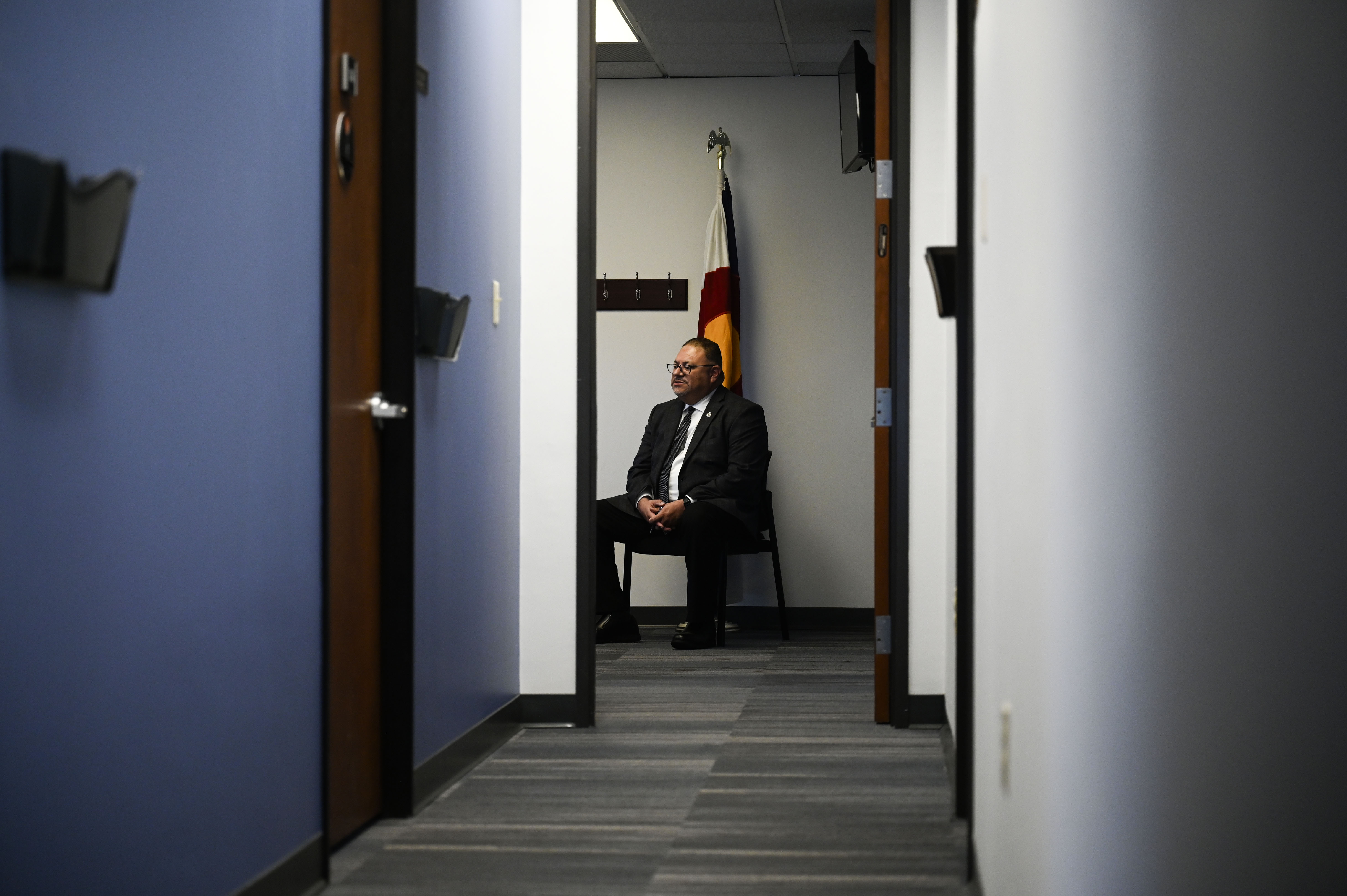 Armando Saldato III, the new director of the Colorado Bureau of Investigation, talks with reporters about stepping into the new role on Wednesday, Aug. 27, 2025. (Stephen Swofford, Denver Gazette) (StephenSwoffordPhotographerstephen.swofford@gazette.comhttps://secure.gravatar.com/avatar/1ddcaf11c5d70eaa58546ddc4e038687?d=mm&r=g)