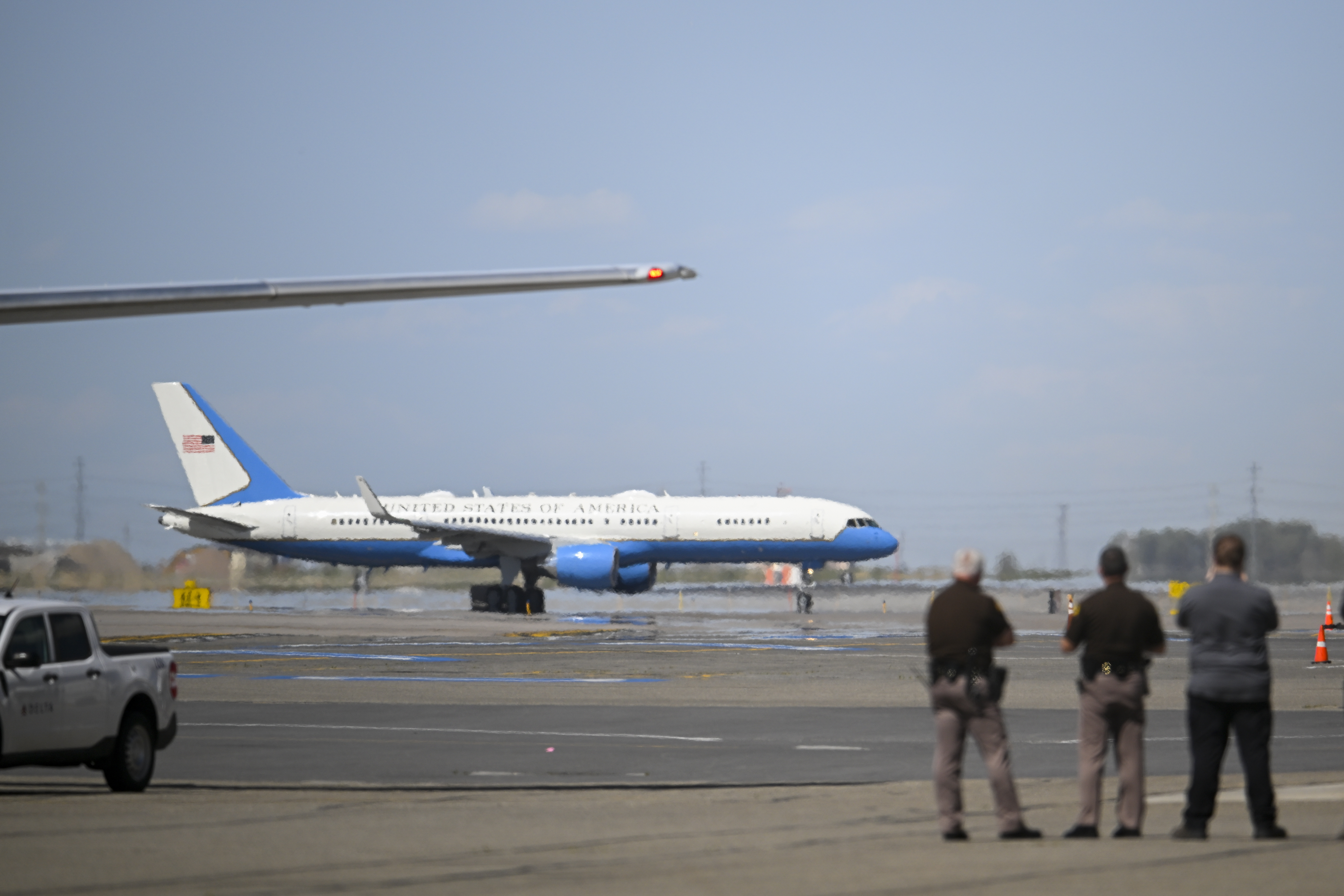 Air Force Two arrives to collect the body of Charlie Kirk, the CEO and co-founder of Turning Point USA who was shot and killed, at Salt Lake City International Airport on Thursday, Sept. 11, 2025, in Salt Lake City. (Alex Goodlett - FR171569 AP)