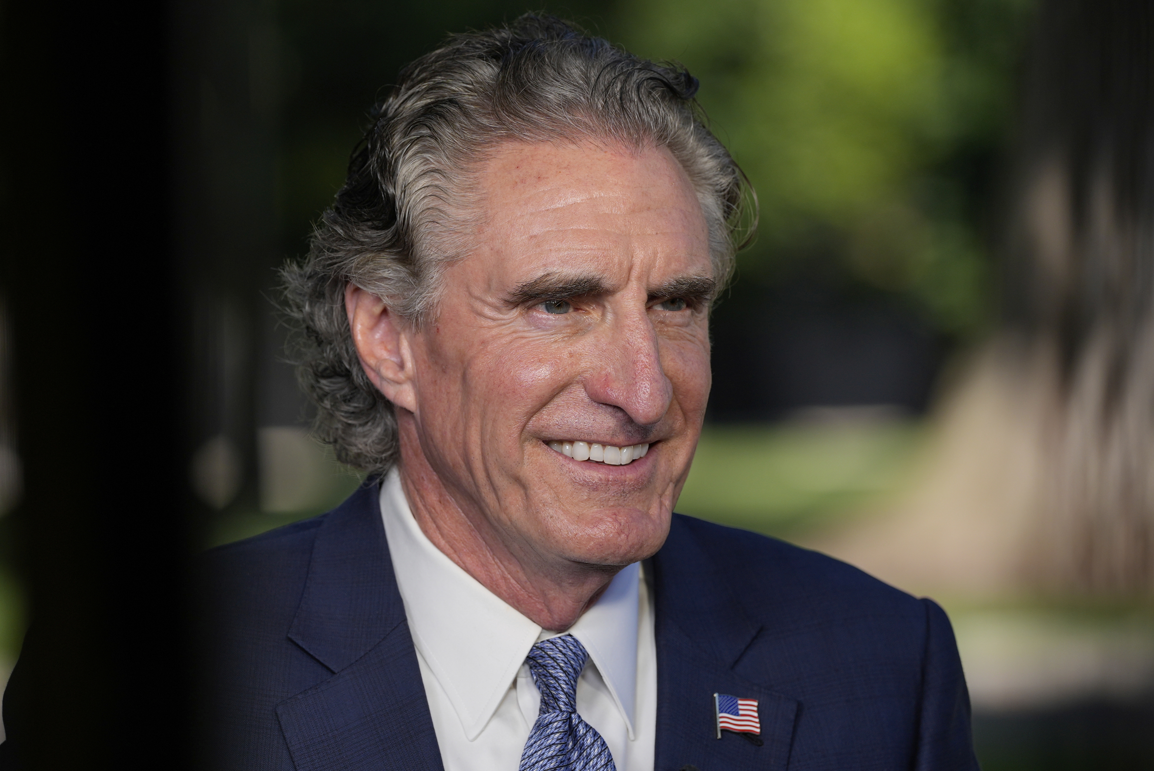 Interior Secretary Doug Burgum talks with CNN's Kaitlan Collins during television interview at the White House, Tuesday, Aug. 26, 2025, in Washington. (Alex Brandon - AP)