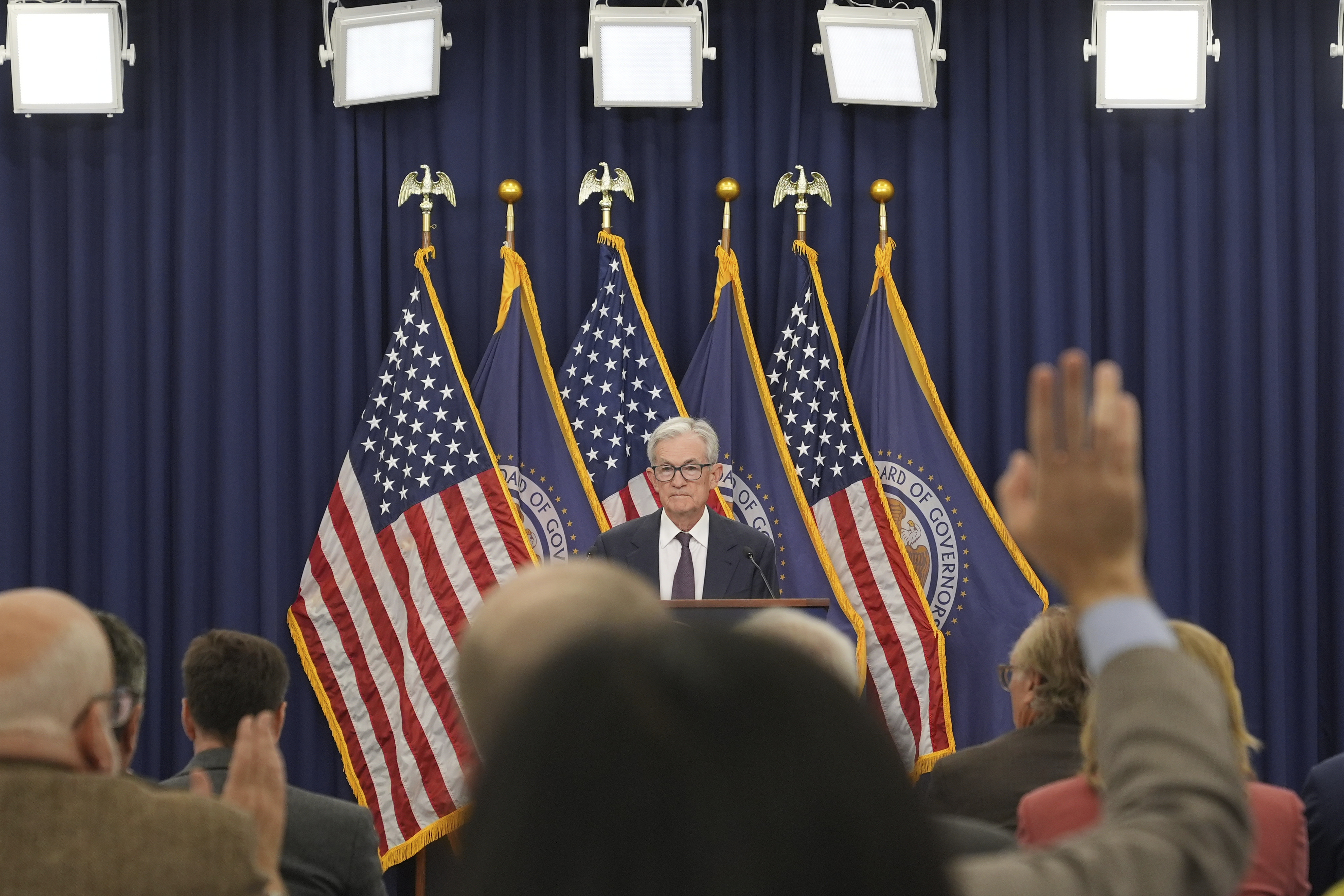 Federal Reserve Chairman Jerome Powell speaks during a news conference following the Federal Open Market Committee meeting, Wednesday, Sept. 17, 2025, at the Federal Reserve Board Building in Washington. (Jacquelyn Martin - AP)