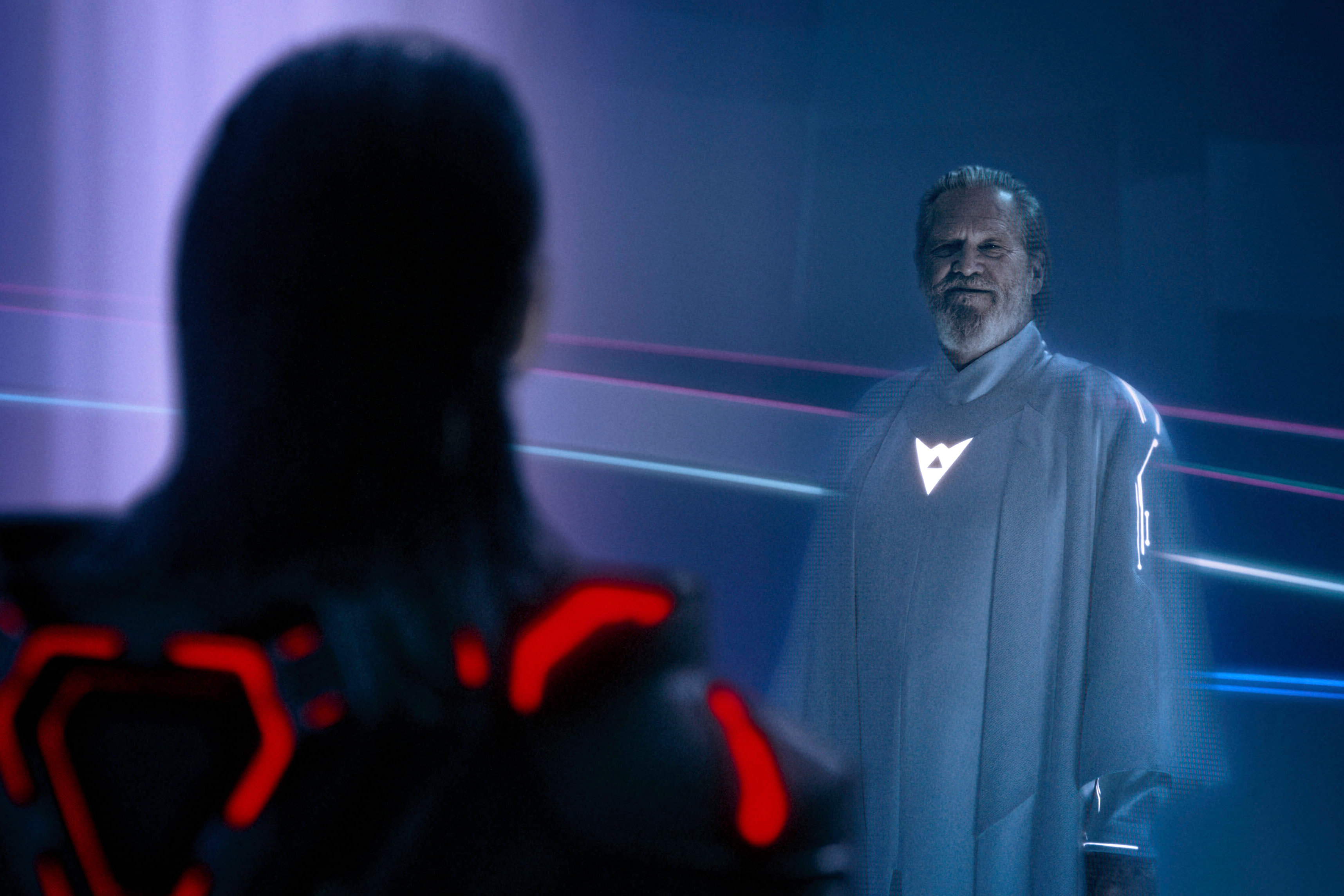This image released by Disney shows Jared Leto, left, and Jeff Bridges in a scene from 