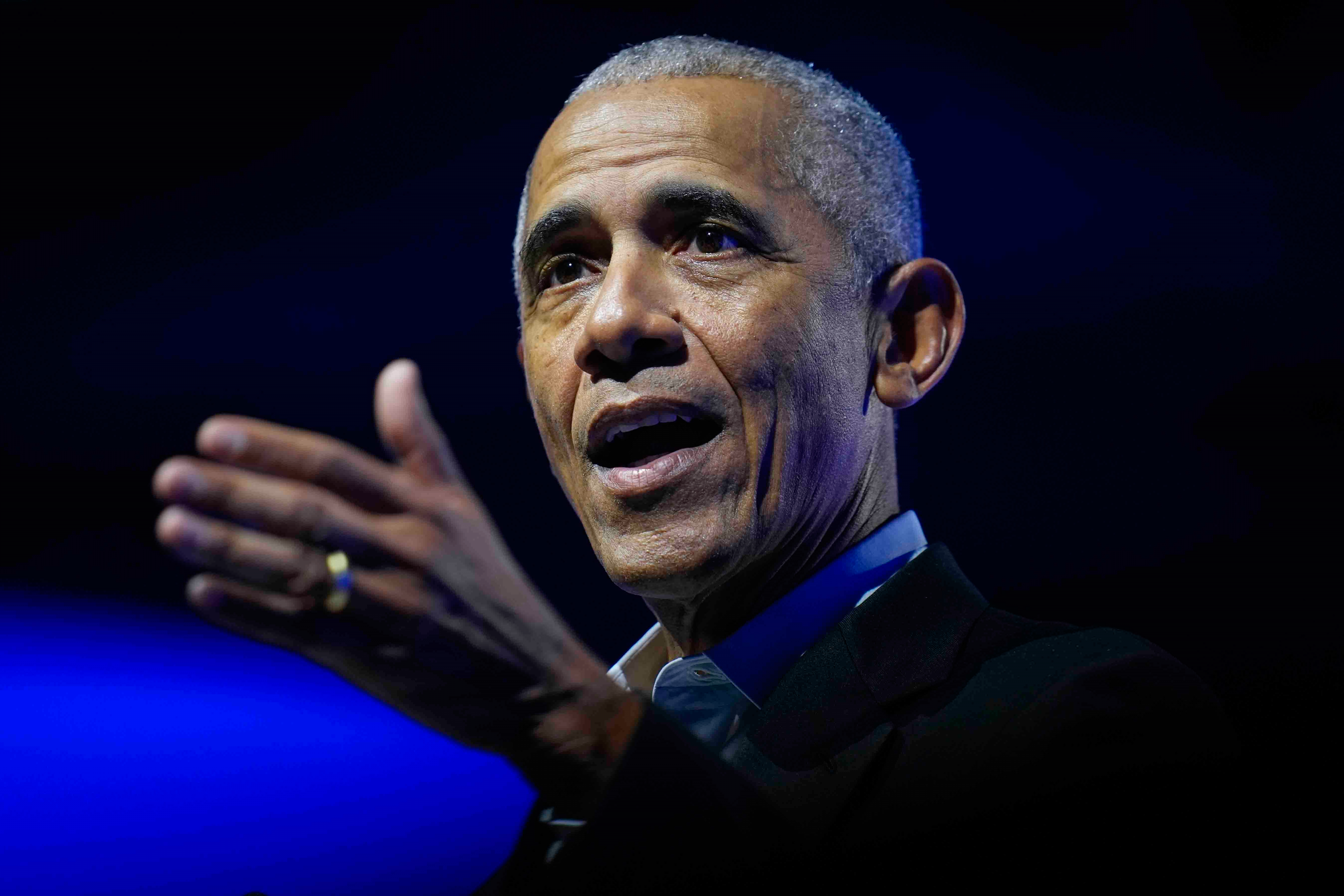 FILE - Former President Barack Obama speaks at the Obama Foundation Democracy Forum in Chicago, Dec. 5, 2024. (Erin Hooley - AP)