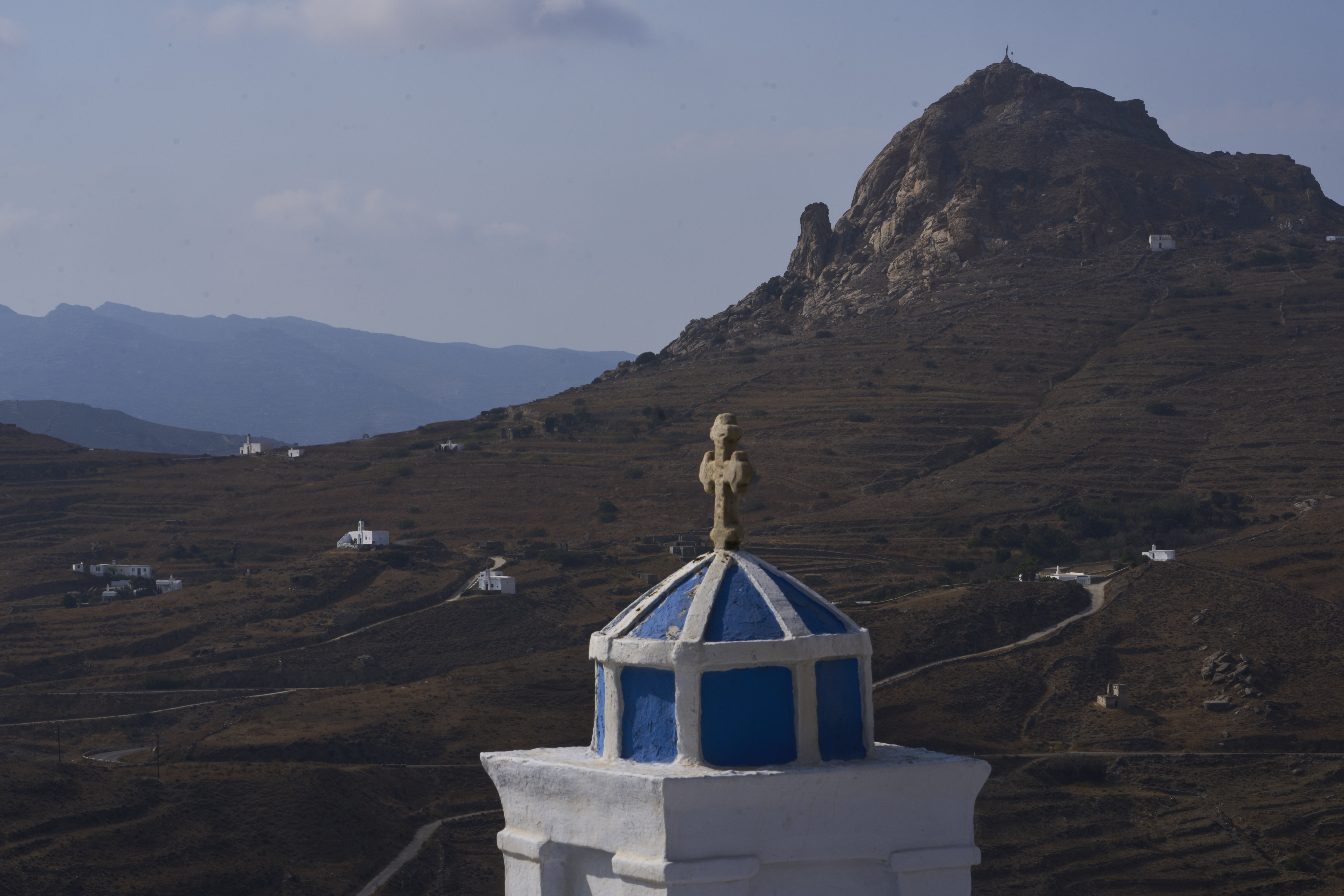 Family-owned chapels stand on the Aegean Sea island of Tinos, Greece, Sunday, Sept. 7, 2025. (Petros Giannakouris - AP)