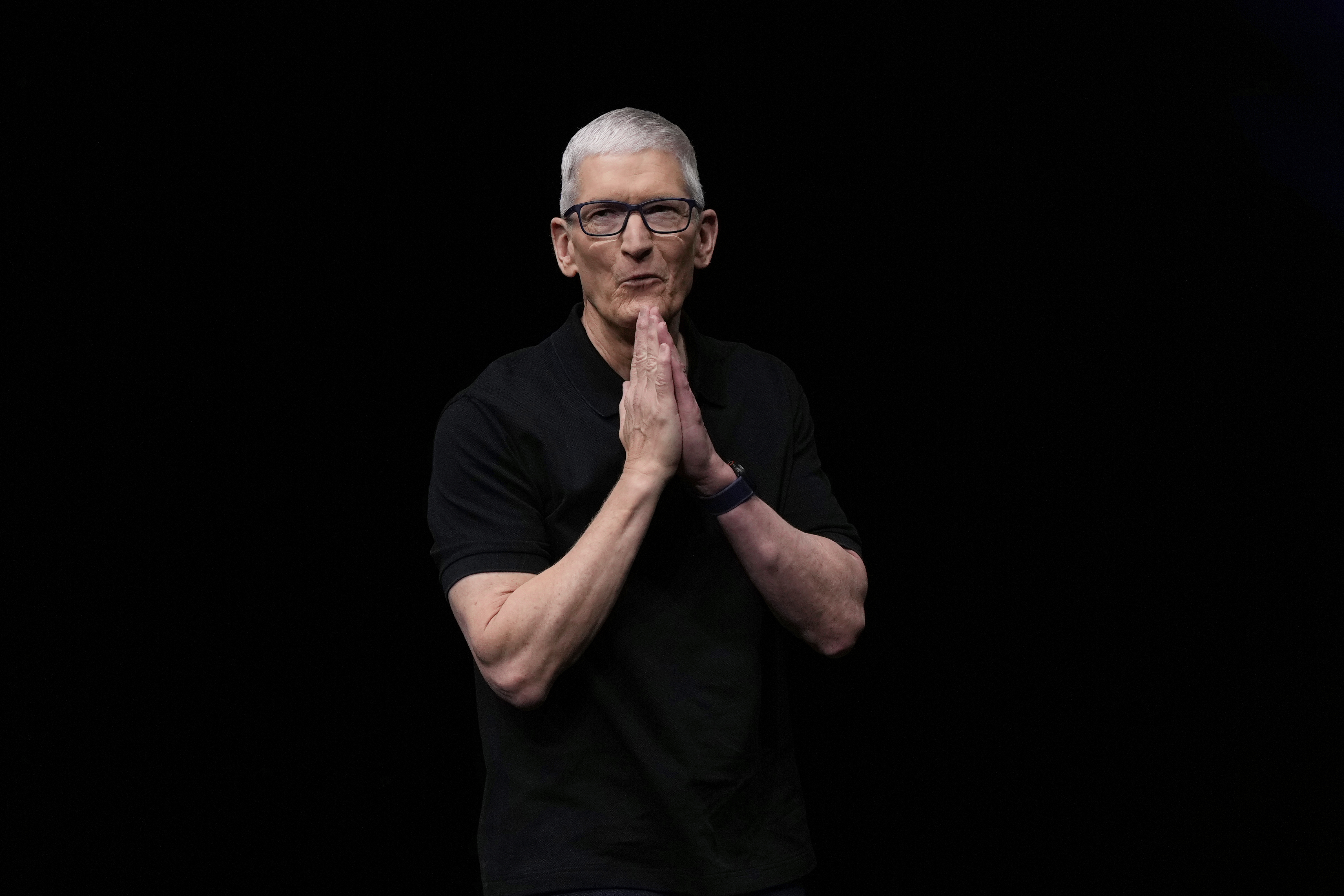 Apple CEO Tim Cook speaks on stage during an announcement of new products at Apple Park in Cupertino, Calif., Tuesday, Sept. 9, 2025. (Godofredo A. Vásquez - AP)