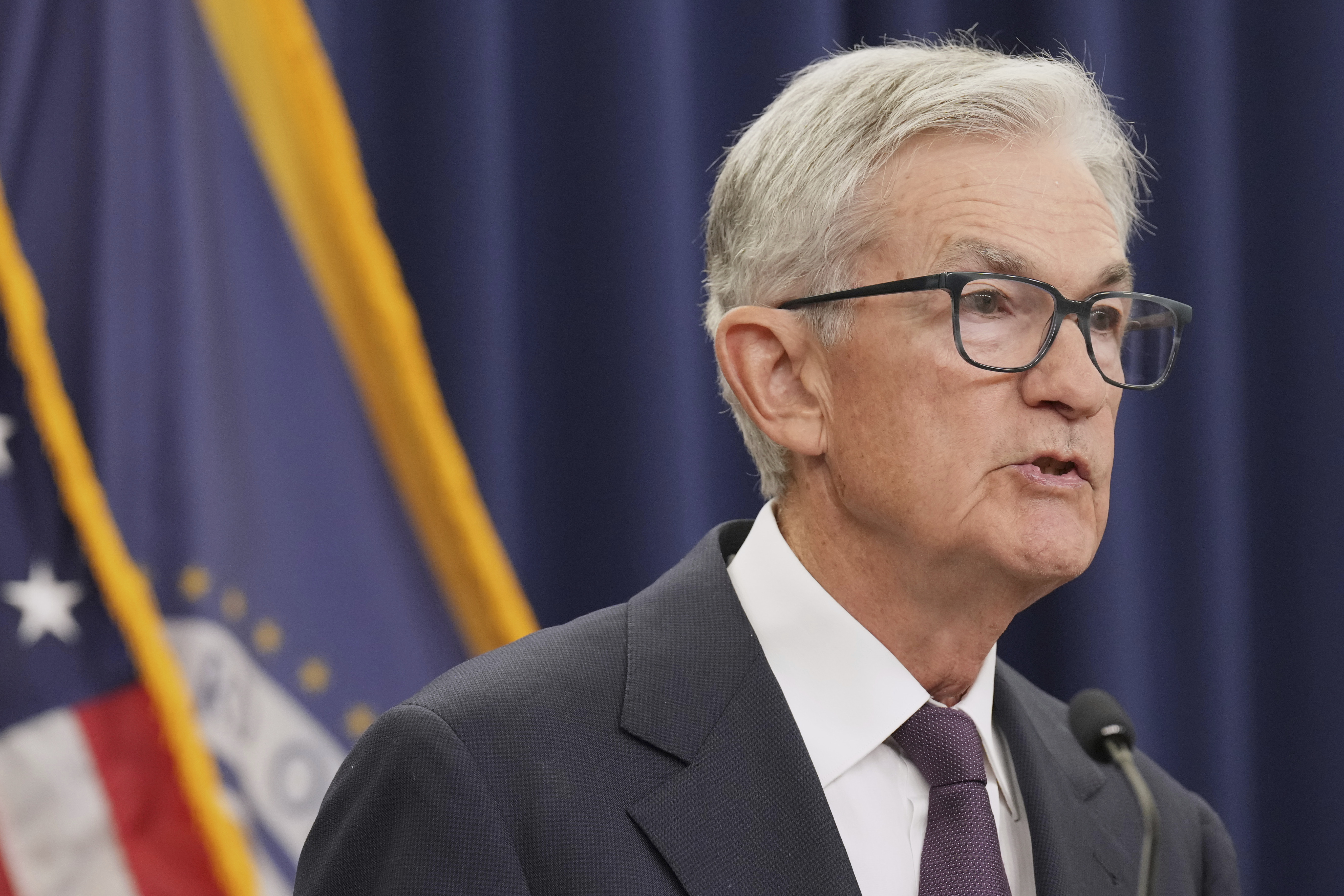 Federal Reserve Chairman Jerome Powell speaks during a news conference following the Federal Open Market Committee meeting, Wednesday, Sept. 17, 2025, at the Federal Reserve Board Building in Washington. (Jacquelyn Martin - AP)