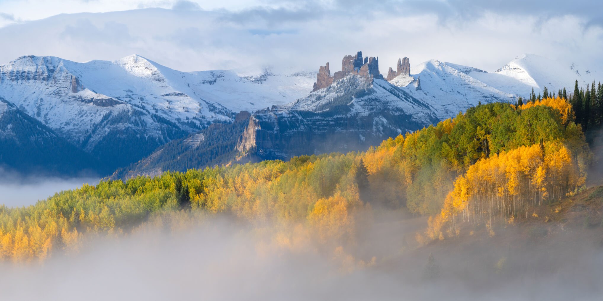 Chimney Rock off Owl Creek Pass seen amid aspen colors in various stages. Photo by Matt Payne, mattpaynephotography.com (Matt Payne, mattpaynephotograph.com)