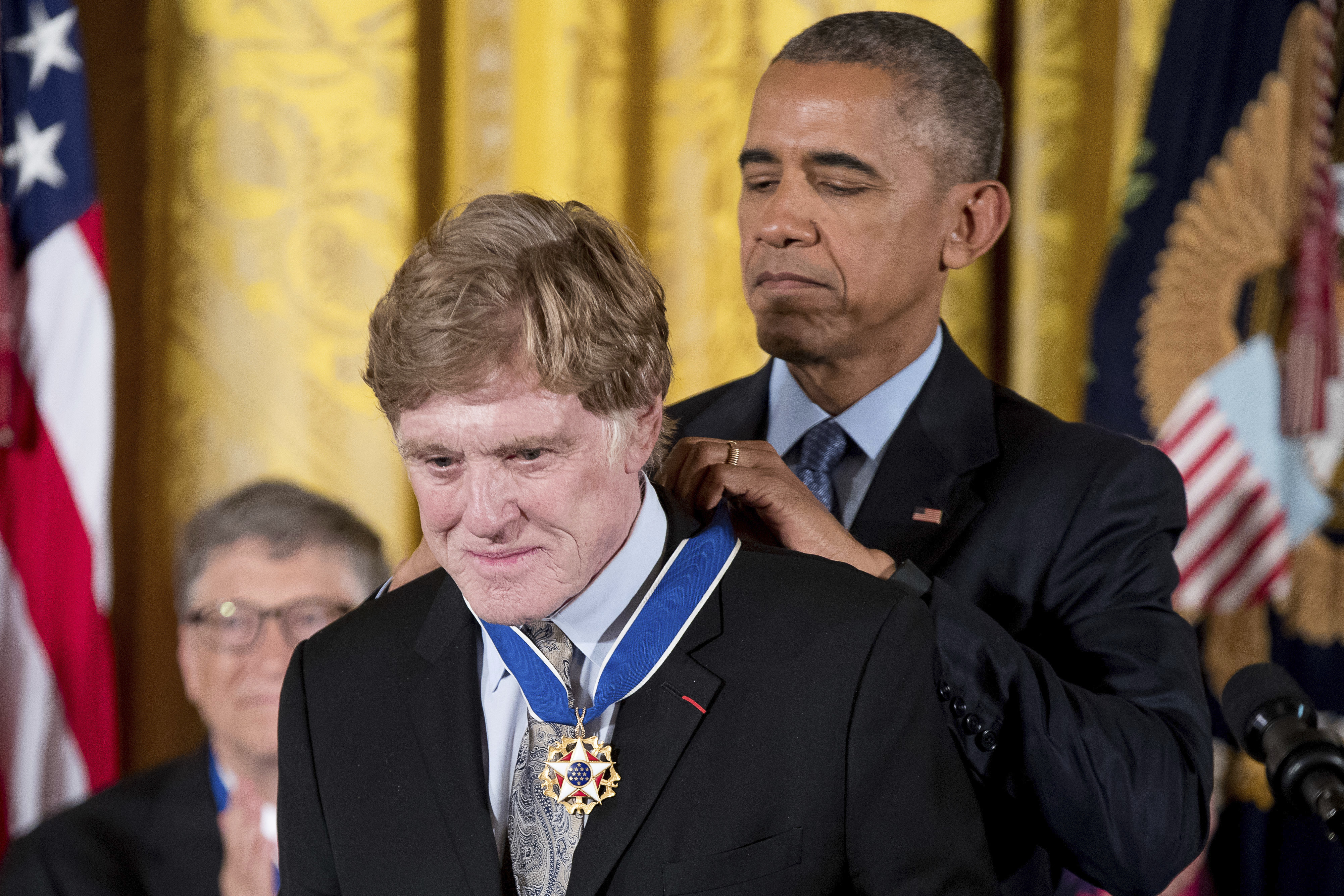 FILE - President Barack Obama presents the Presidential Medal of Freedom to actor Robert Redford during a ceremony in the East Room of the White House, Tuesday, Nov. 22, 2016, in Washington. (Andrew Harnik - AP)