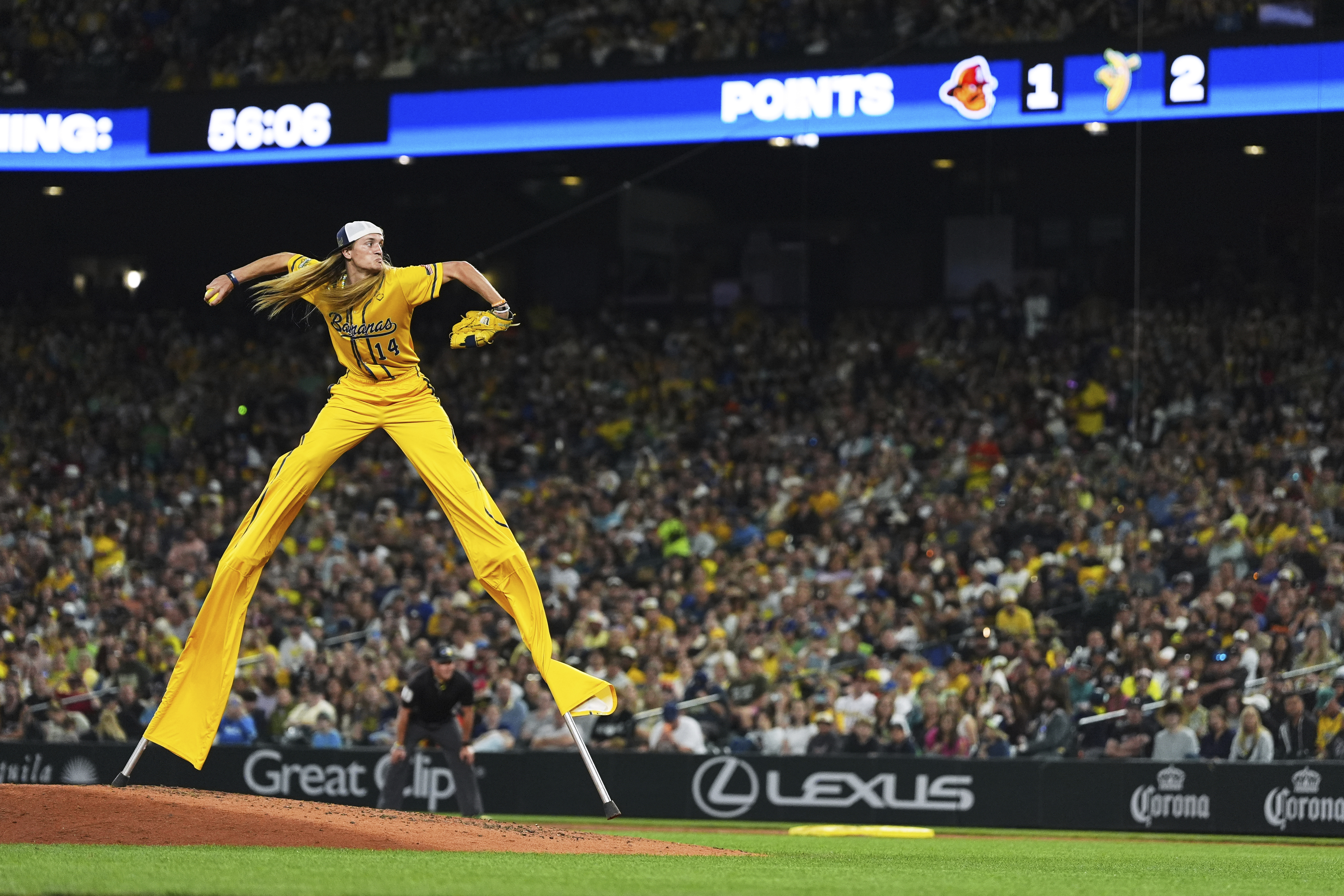 Photo highlights from the Savannah Bananas’ exhibition baseball battle against the Firefighters