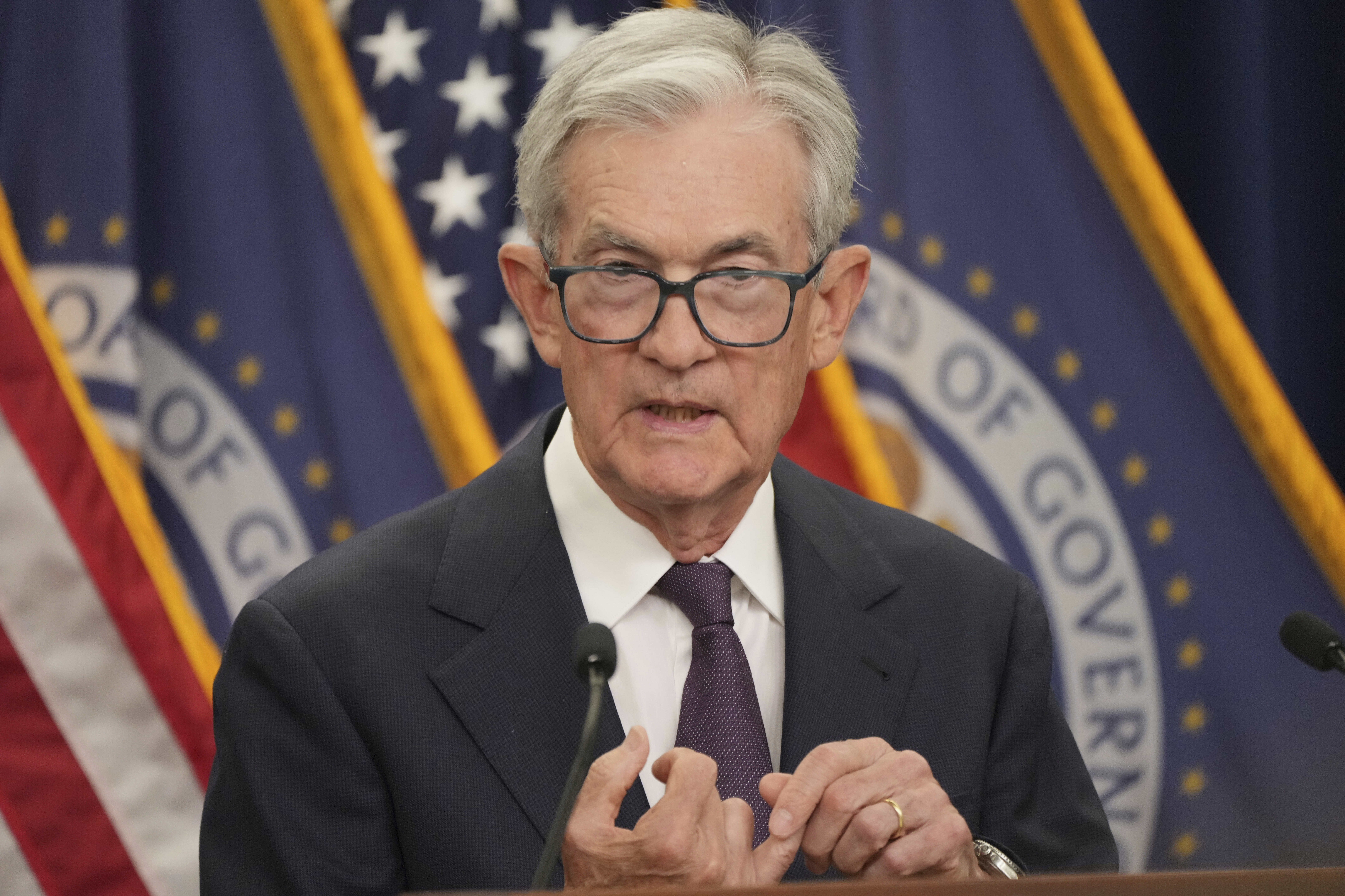 Federal Reserve Chairman Jerome Powell speaks during a news conference following the Federal Open Market Committee meeting, Wednesday, Sept. 17, 2025, at the Federal Reserve Board Building in Washington. (Jacquelyn Martin - AP)