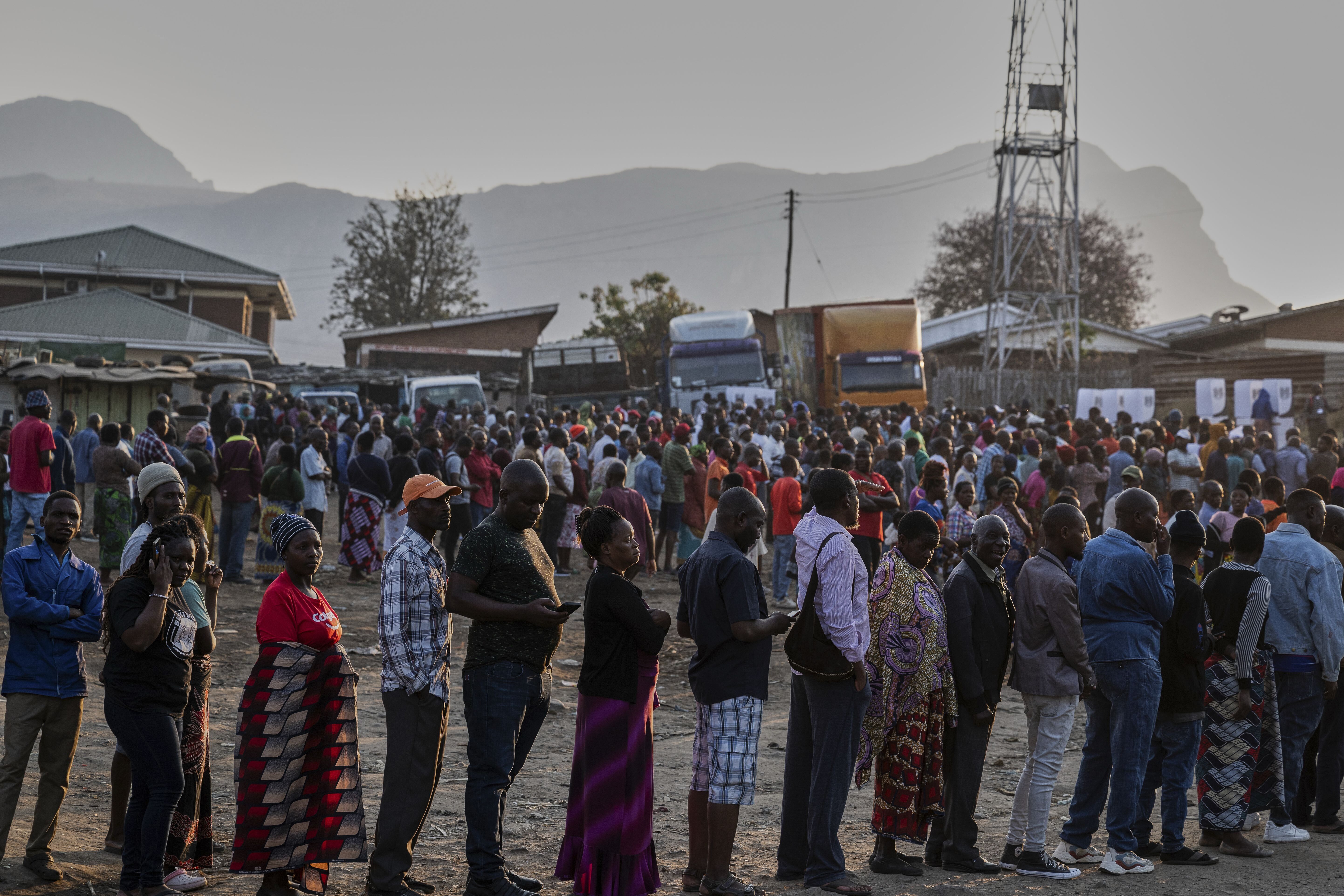 People line up to cast their votes in Blantyre, Malawi, Tuesday, Sept. 16, 2025. (Thoko Chikondi - AP)
