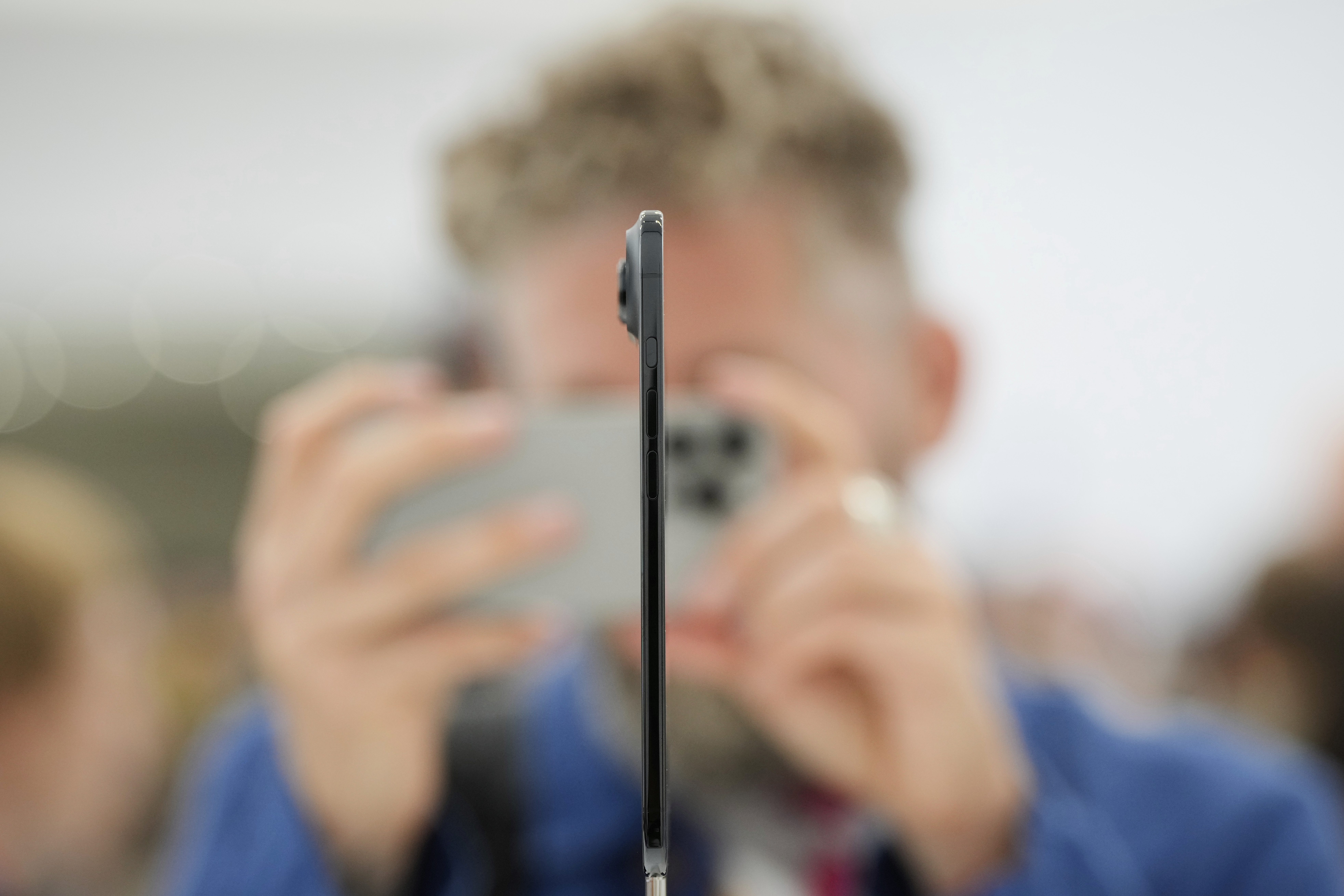 The iPhone Air is displayed during an announcement of new products at Apple Park on Tuesday, Sept. 9, 2025, in Cupertino, Calif. (Godofredo A. Vásquez - AP)