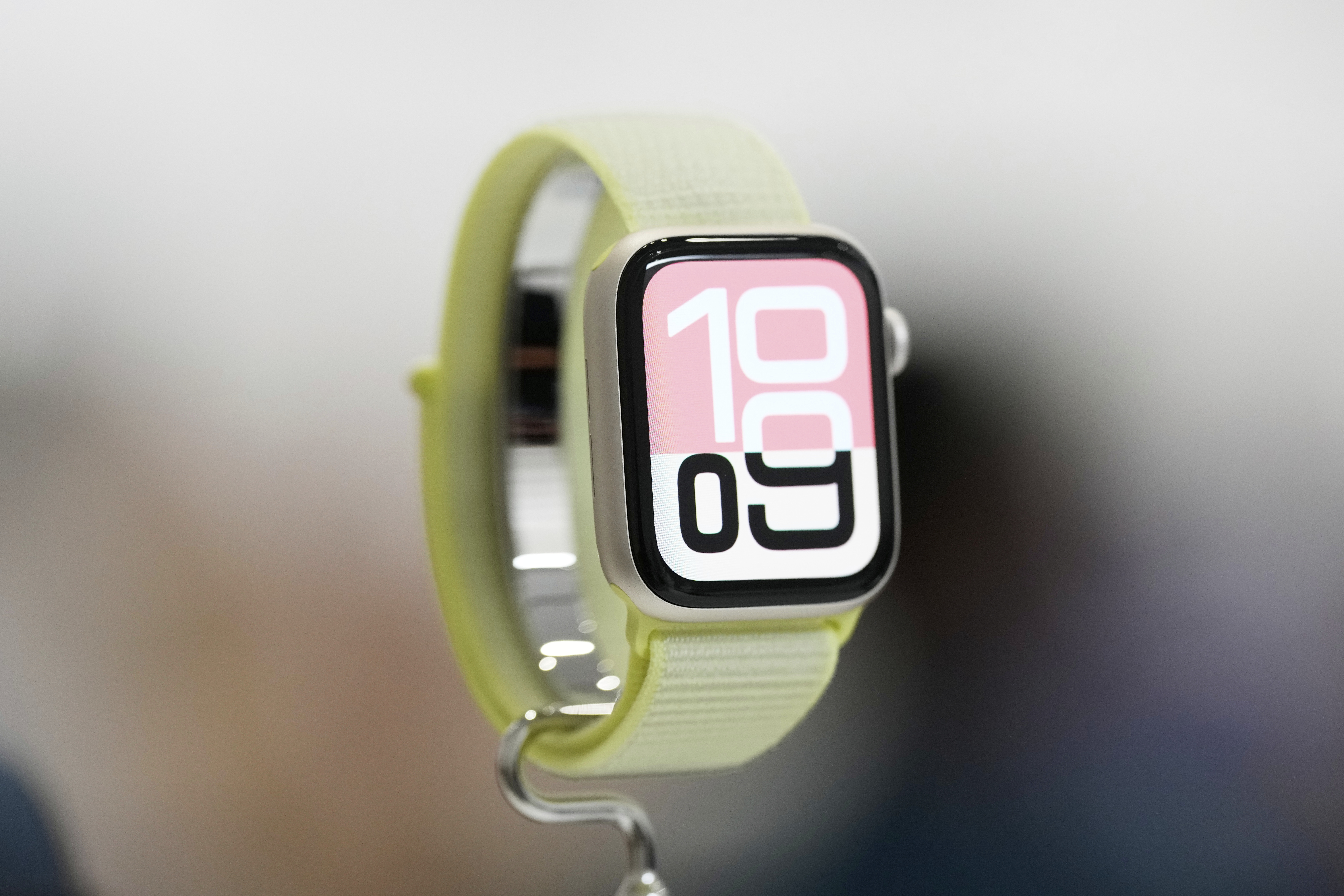 An Apple Watch is displayed during an announcement of new products at Apple Park on Tuesday, Sept. 9, 2025, in Cupertino, Calif. (Godofredo A. Vásquez - AP)