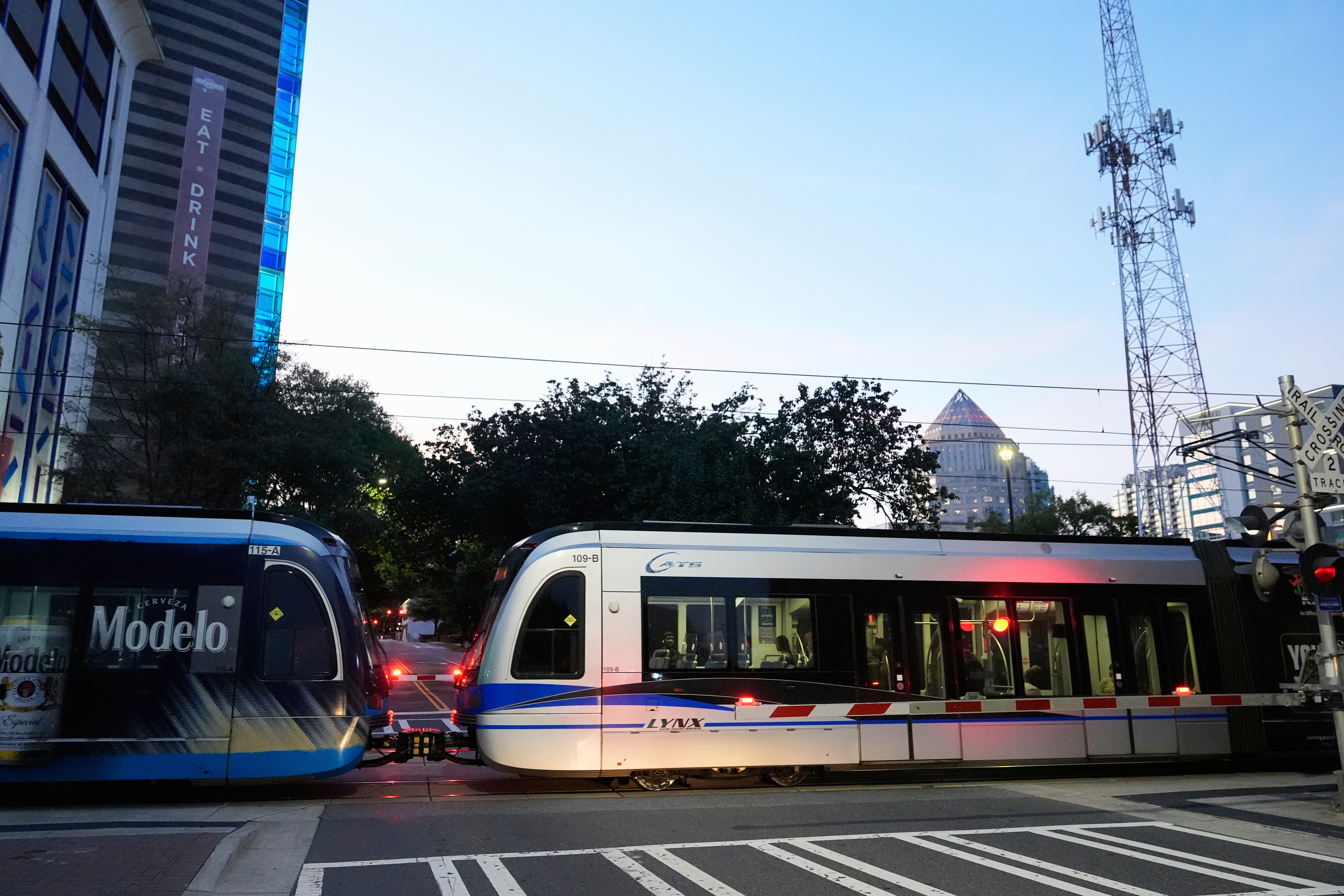 A Charlotte Area Transit System light rail departs at a station, Monday, Sept. 8, 2025, in Charlotte, N.C. (Erik Verduzco - AP)