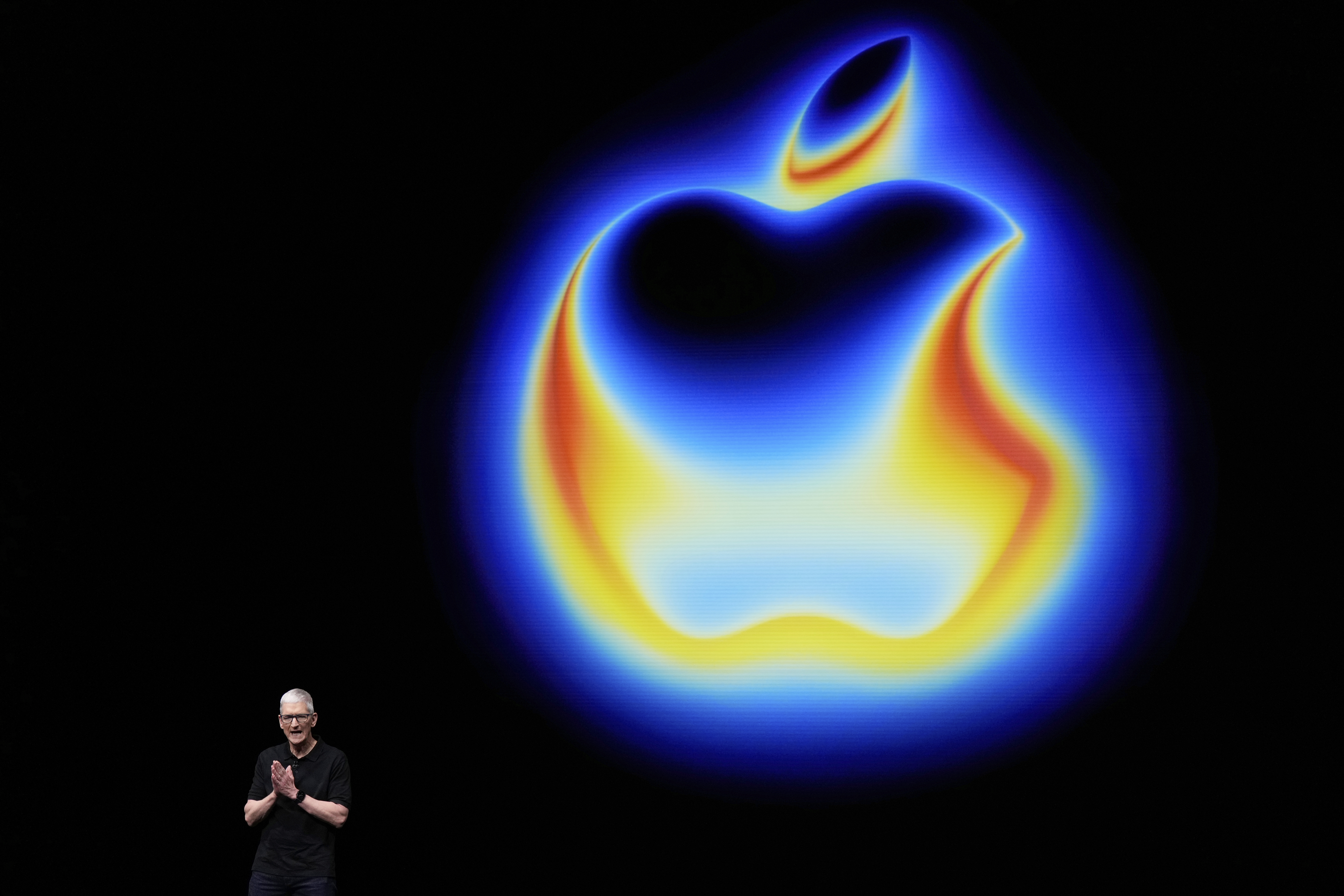 Apple CEO Tim Cook speaks on stage during an announcement of new products at Apple Park on Tuesday, Sept. 9, 2025, in Cupertino, Calif. (Godofredo A. Vásquez - AP)