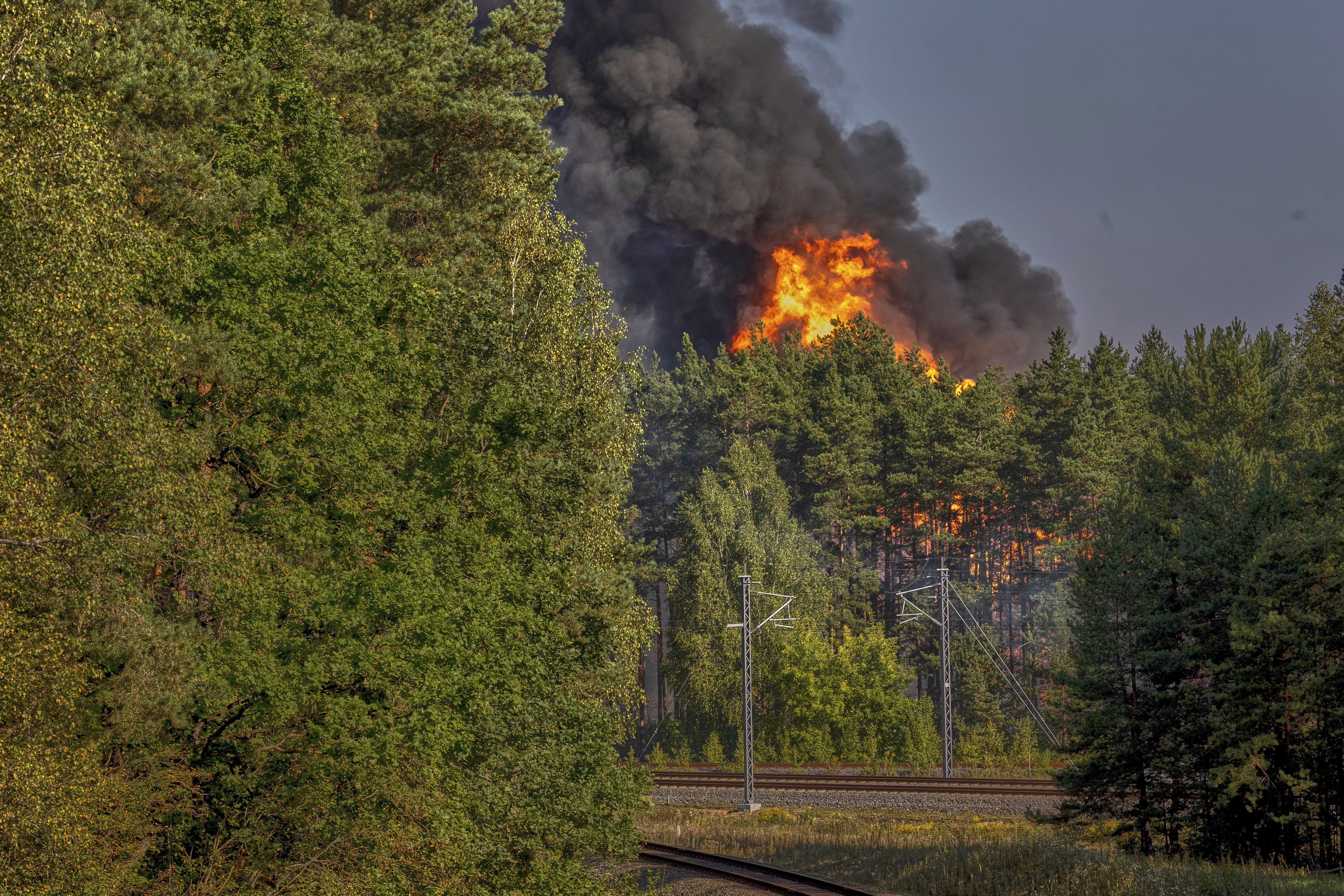 Explosions heard in Lithuania’s capital after railcars loaded with liquefied gas catch fire
