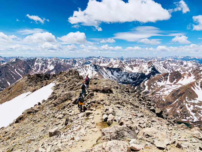 Hikers close to the summit of Mount Massive. Photo Credit: Breanna Sneeringer.