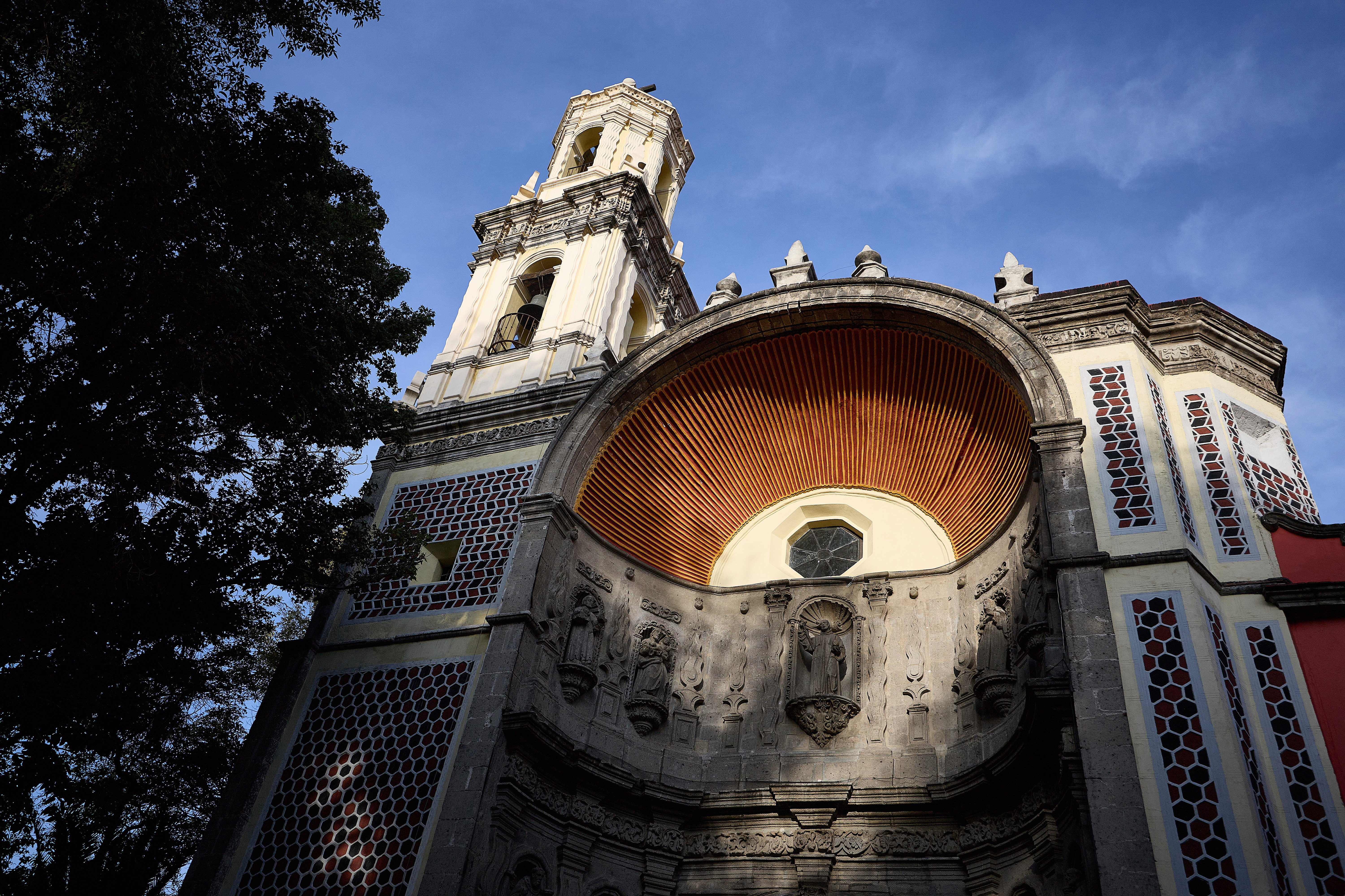 The exterior of the San Juan de Dios church in Mexico City, Friday, Sept. 19, 2025. The church withstood the 8.0 earthquake of 1985, however, its structure was severely damaged in 2017 and it was forced to shut down and reopened in late 2024 after most of its restoration was completed. (Ginnette Riquelme - AP)