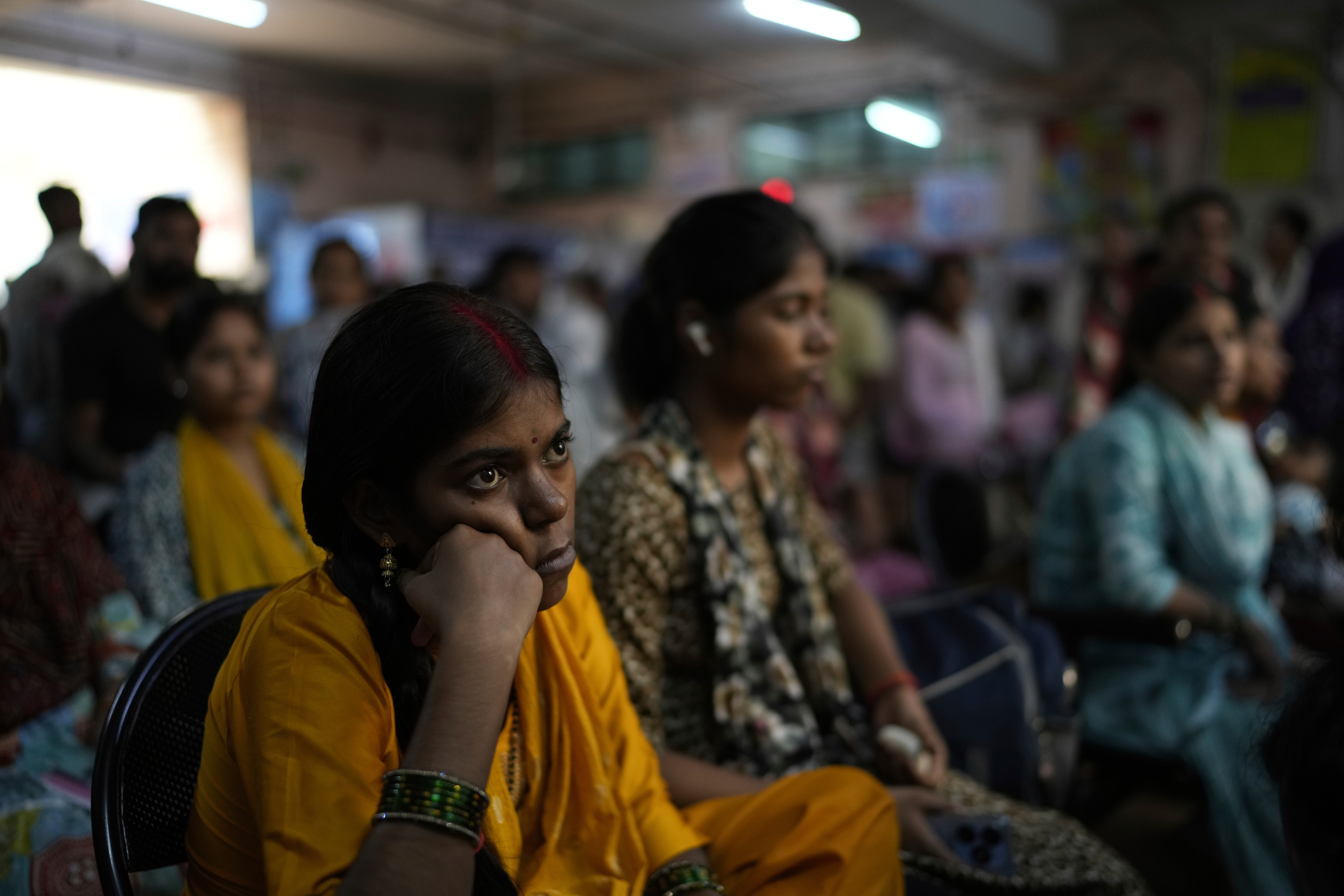 Pregnant women listen to a nurse giving antenatal Care Companion Program (CCP) training at a government hospital in Gurugram, a satellite city of New Delhi, India, on Aug. 7, 2025. (Manish Swarup - AP)
