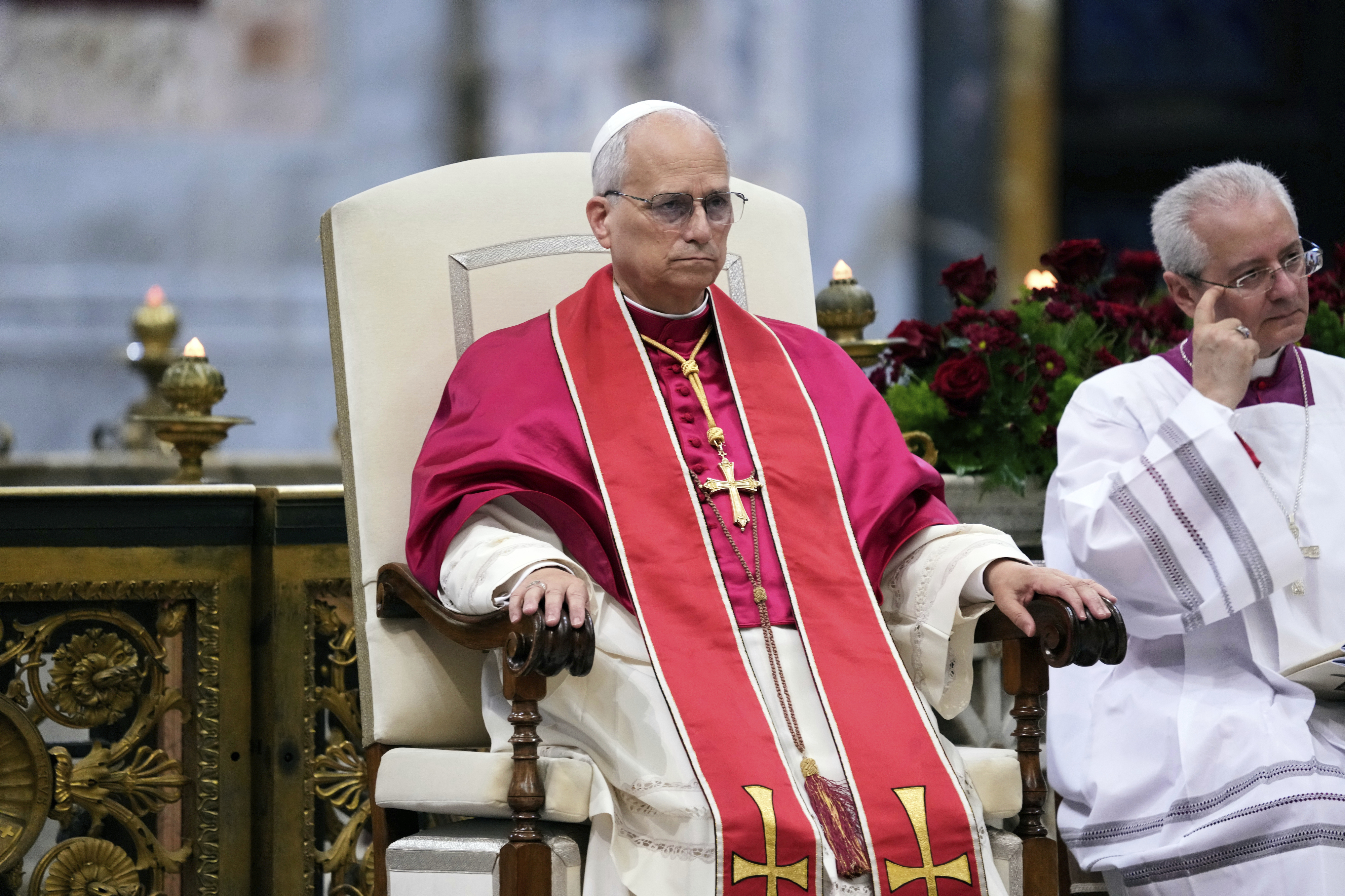 Pope Leo XIV presides over a commemoration of the martyrs and witnesses of the faith of the 21st century with representatives of other churches and Christian communions in the Basilica of St. Paul Outside the Walls in Rome, Sunday, Sept. 14, 2025. (Gregorio Borgia - AP)