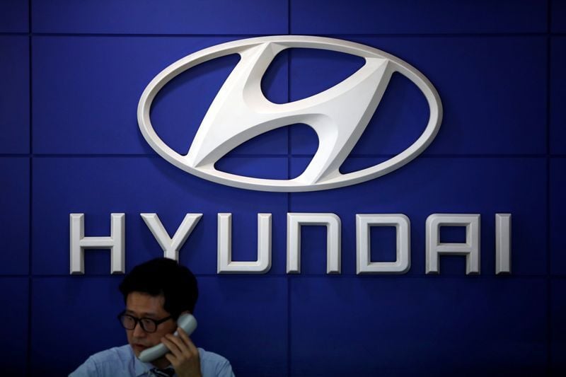 The logo of Hyundai Motor is seen at its dealership in Seoul