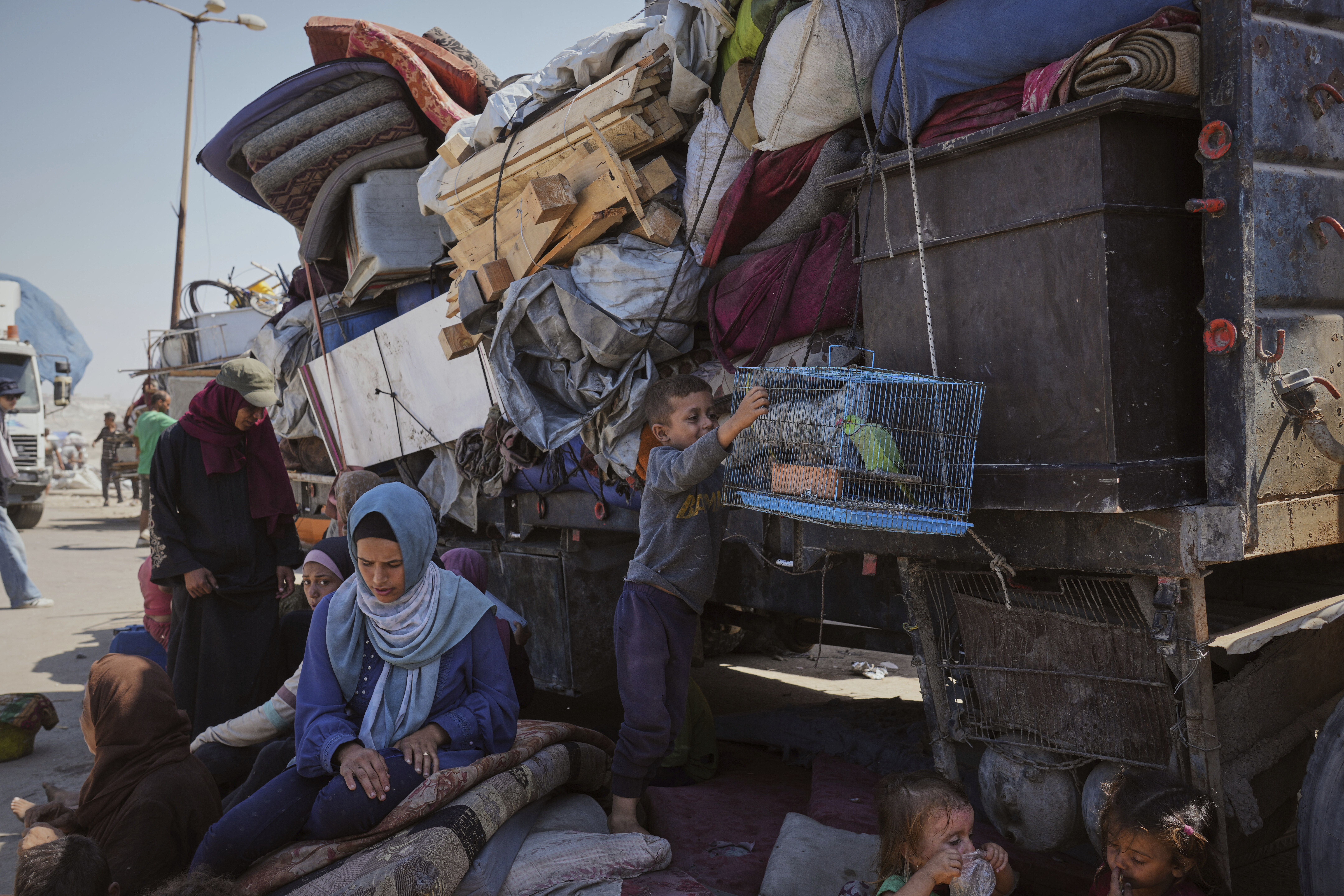 Displaced Palestinians flee northern Gaza along the coastal road toward the south, after Israel's military says its expanded operation in Gaza City has begun and warns residents to leave, Tuesday, Sept. 16, 2025. (Abdel Kareem Hana - AP)