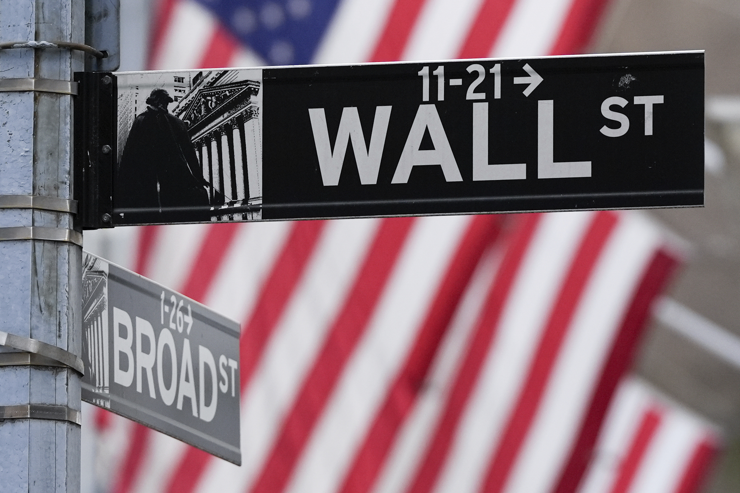 FILE - A sign outside the New York Stock Exchange marks the intersection of Wall and Broad Streets, Tuesday, Jan. 28, 2025, in New York. (Julia Demaree Nikhinson - AP)