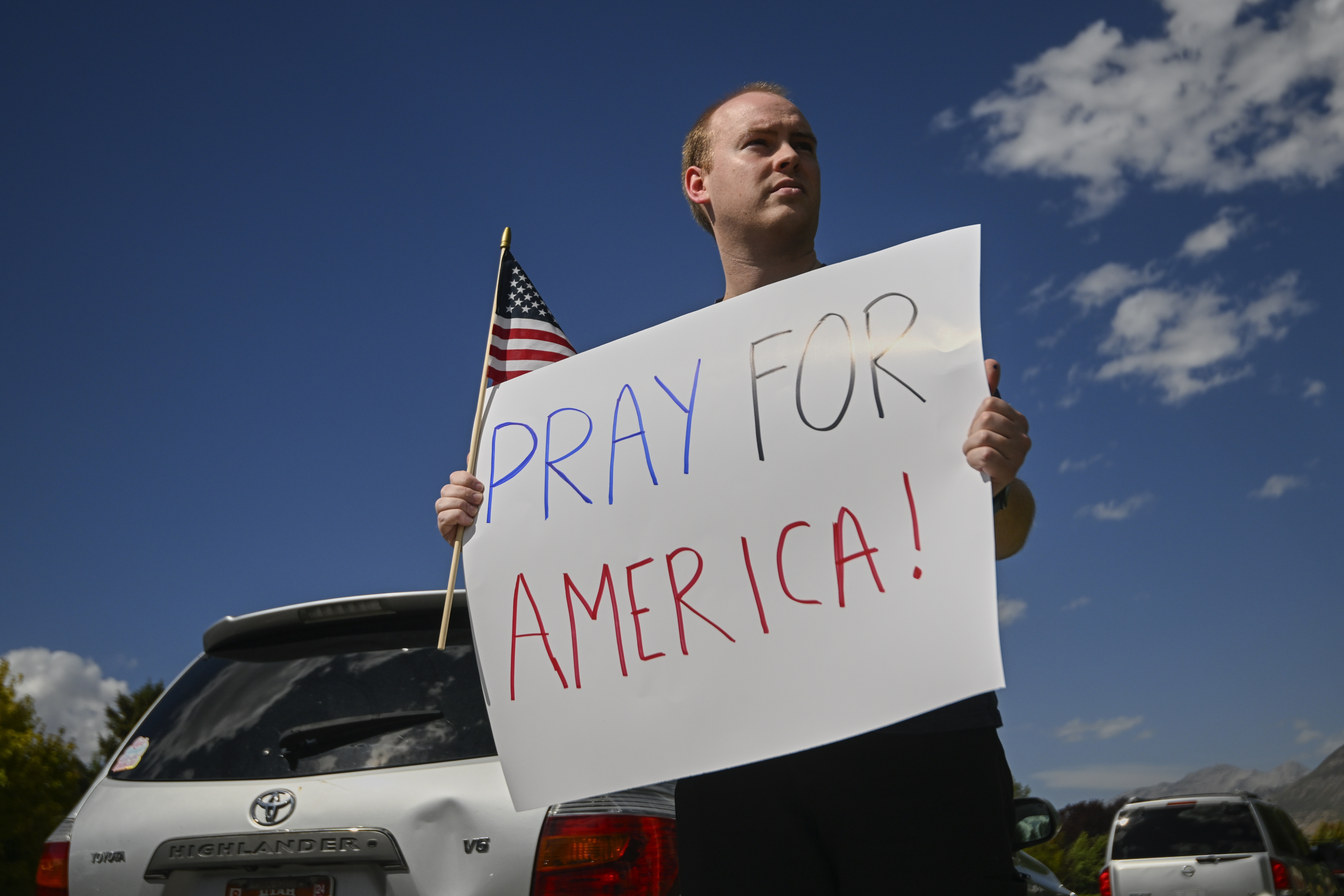 Joseph Vogl stands outside Timpanogos Regional Hospital on Wednesday, Sept. 10, 2025, in Orem, Utah. (Alex Goodlett - FR171569 AP)