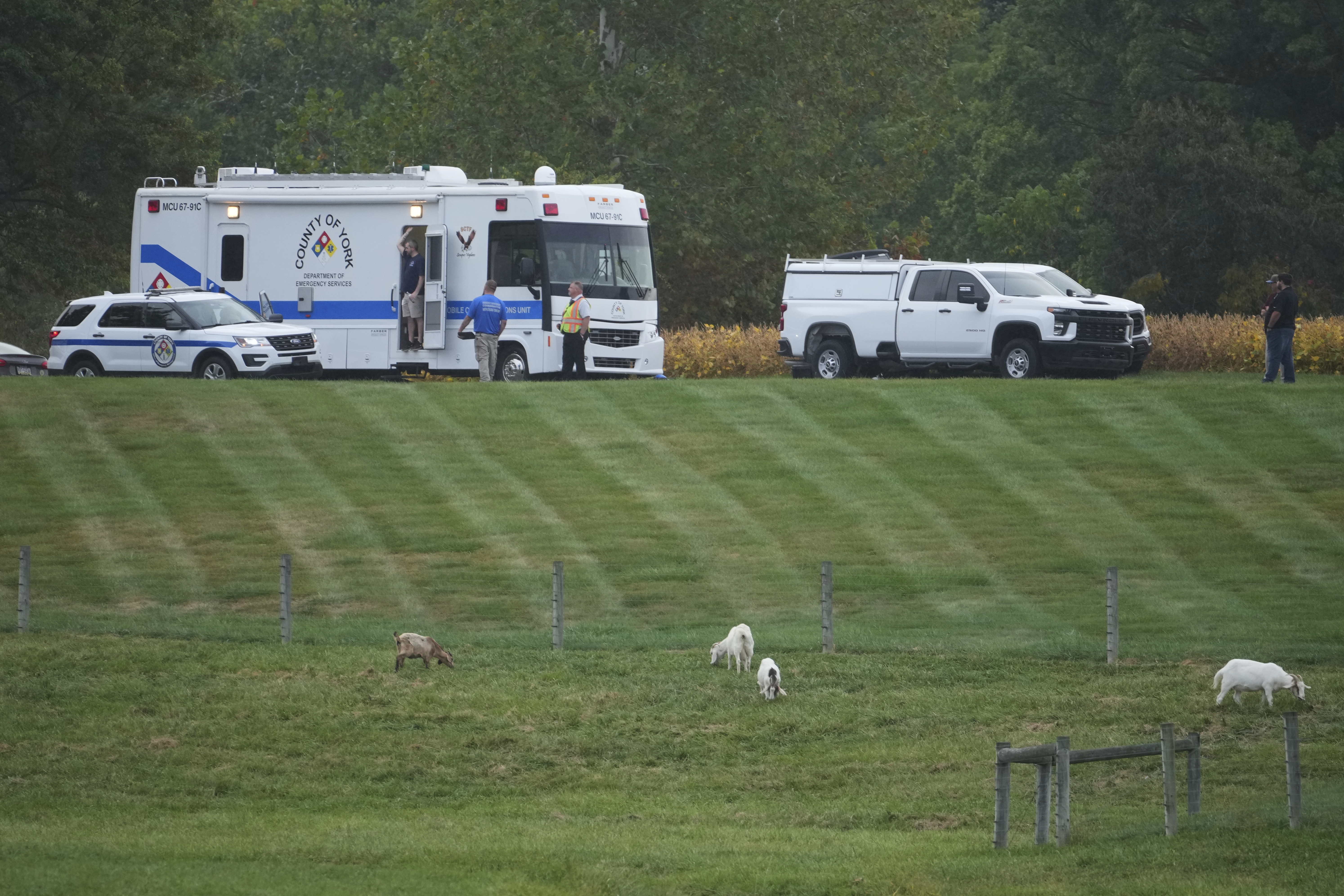 First responders work the scene after several people were injured during a shooting on Wednesday, Sept. 17, 2025, in North Codorus, Pa. (Matt Slocum - AP)