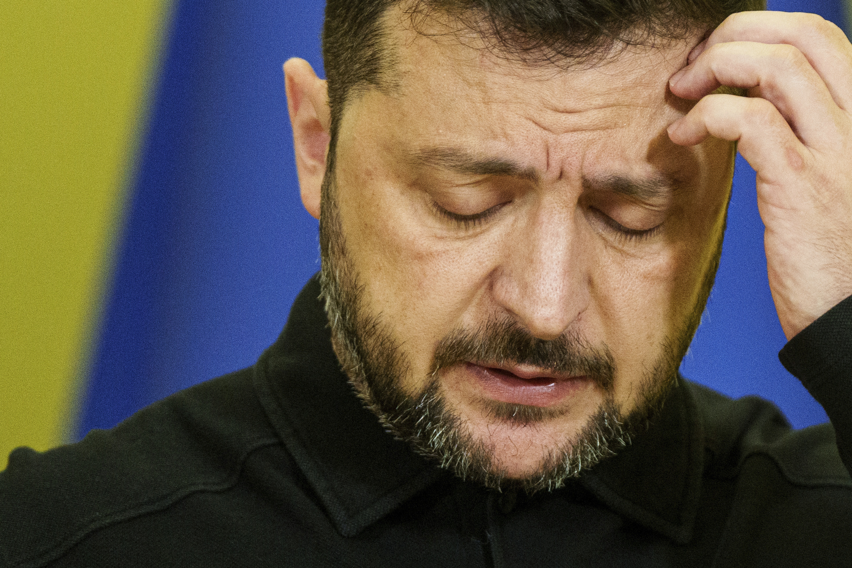 Ukraine's President Volodymyr Zelenskyy speaks during a joint press conference with European Parliament President Roberta Metsola in Kyiv, Ukraine, Wednesday, Sept. 17, 2025. (Evgeniy Maloletka - AP)