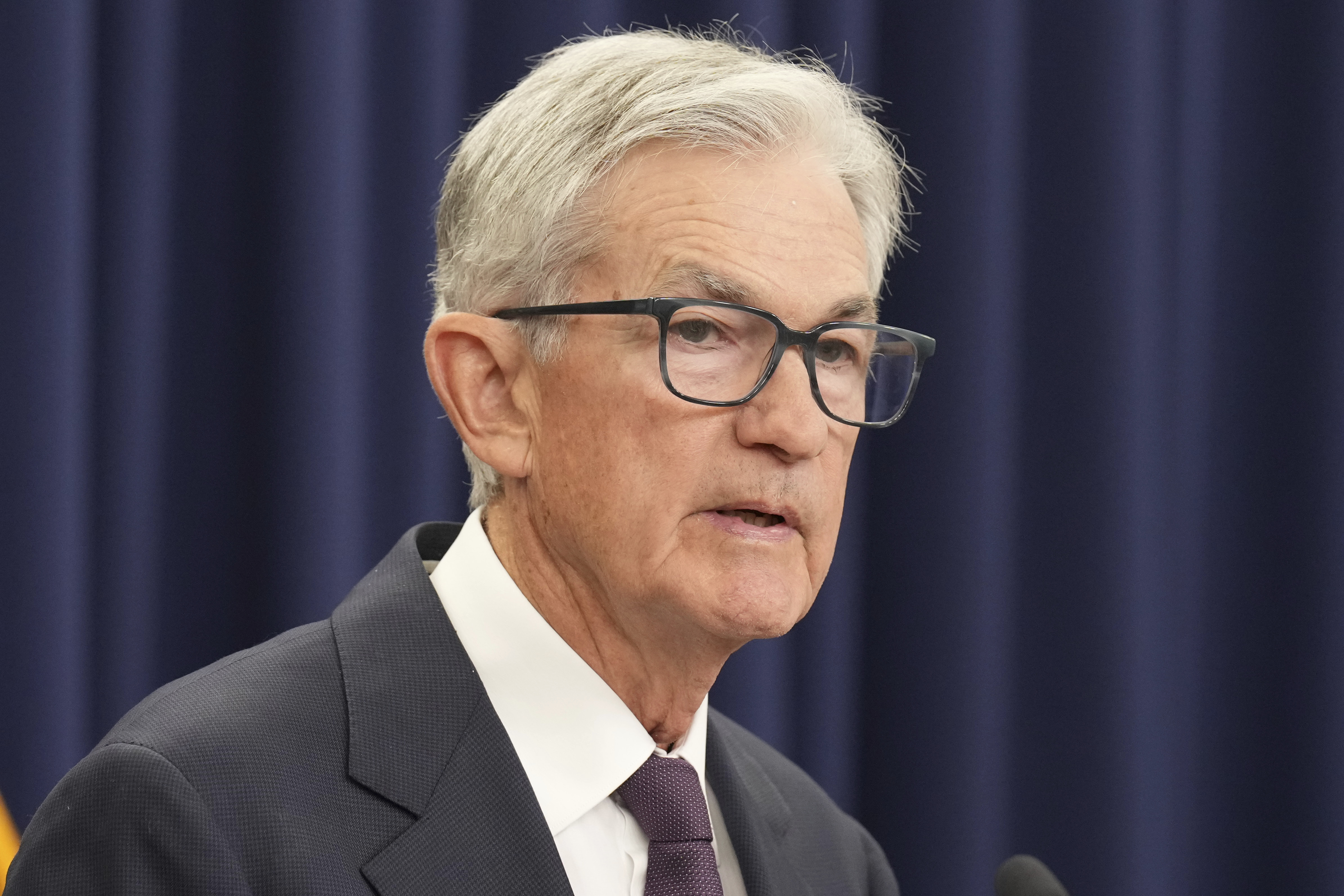 Federal Reserve Chairman Jerome Powell speaks during a news conference following the Federal Open Market Committee meeting, Wednesday, Sept. 17, 2025, at the Federal Reserve Board Building in Washington. (Jacquelyn Martin - AP)