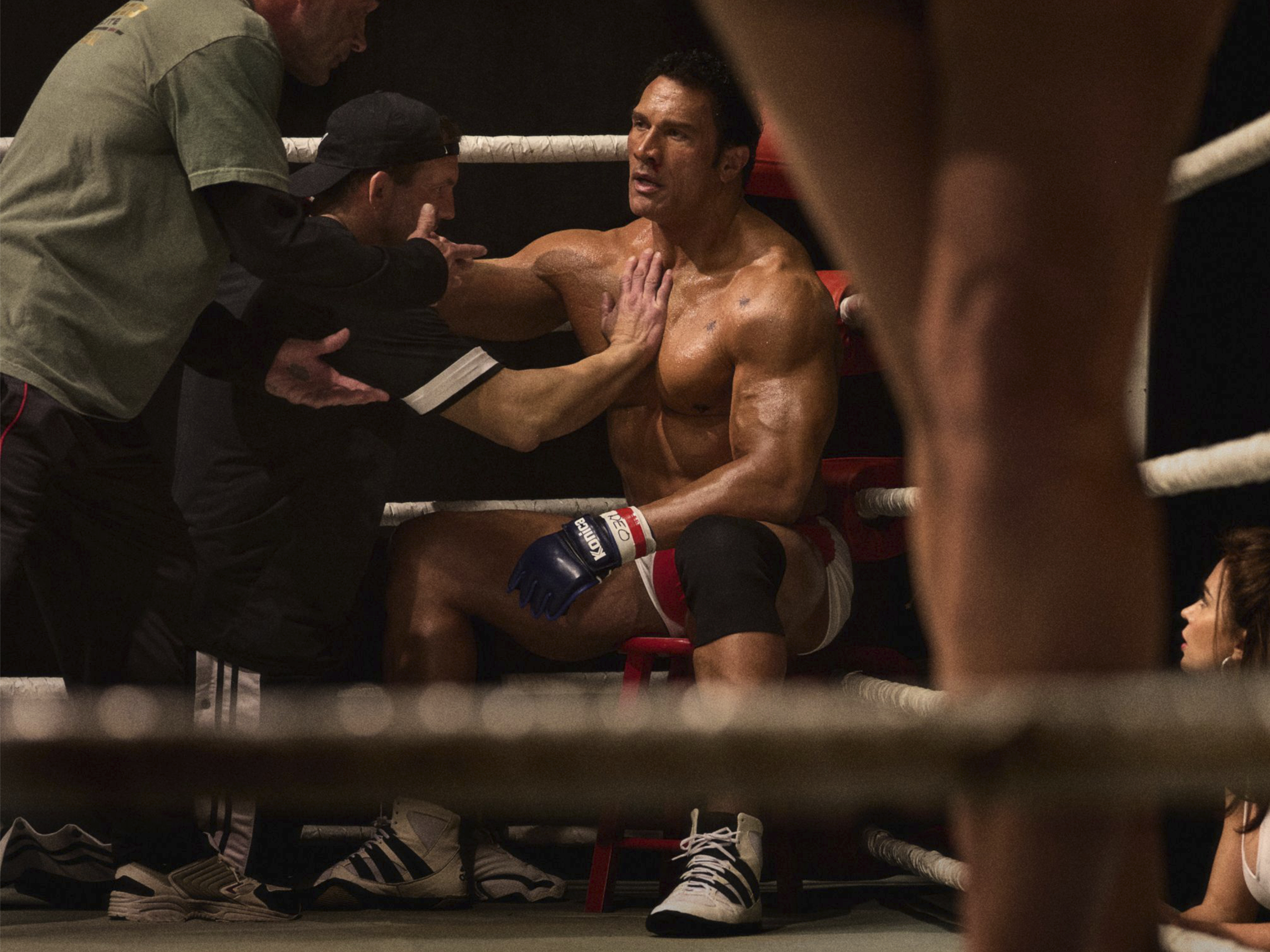 This image released by A24 shows Dwayne Johnson in a scene from 