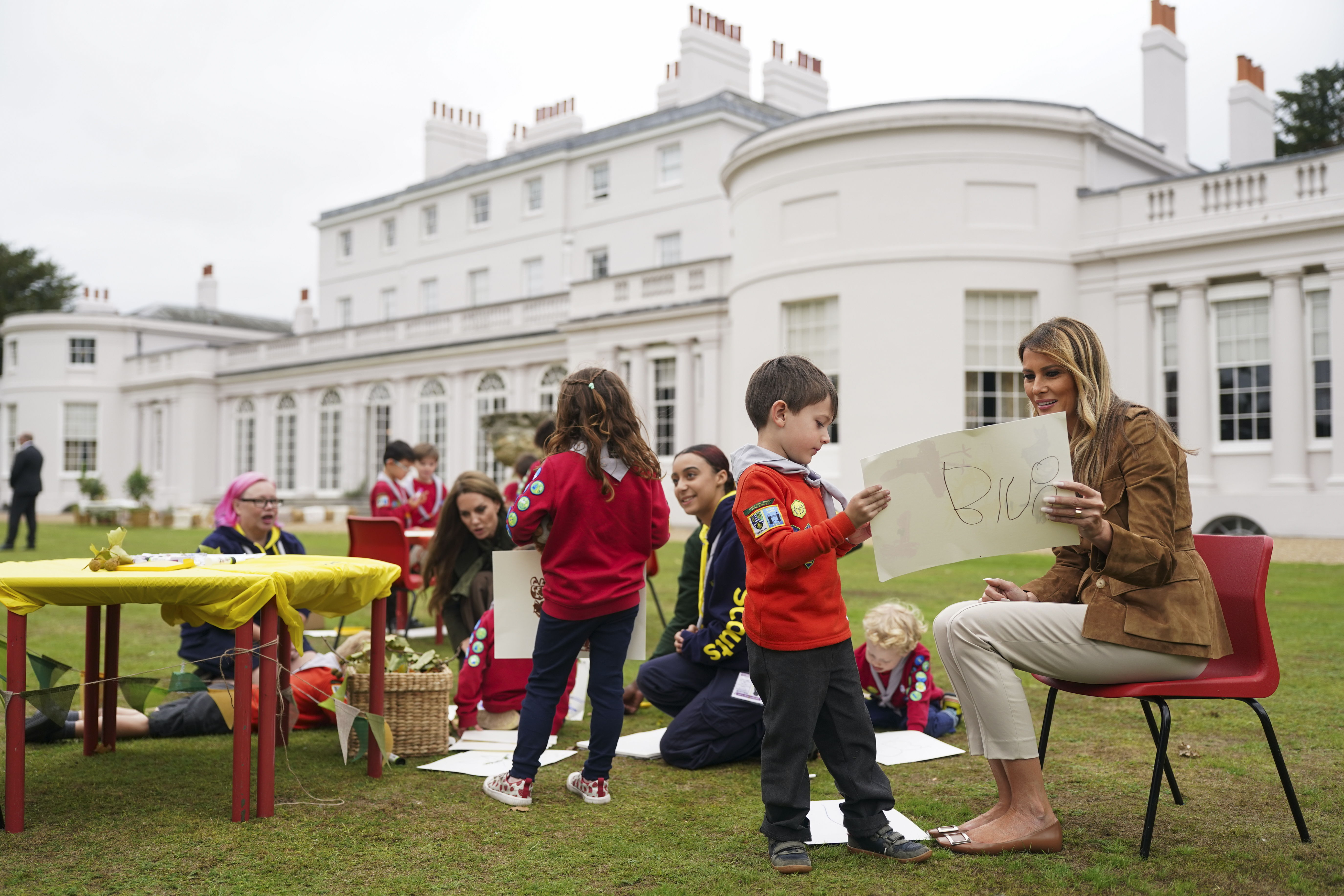 Britain's Kate, Princess of Wales, center left, and First Lady Melania Trump, right, tour Frogmore Cottage in Windsor, England, Thursday Sept. 18, 2025. (Nathan Howard - Reuters Pool)