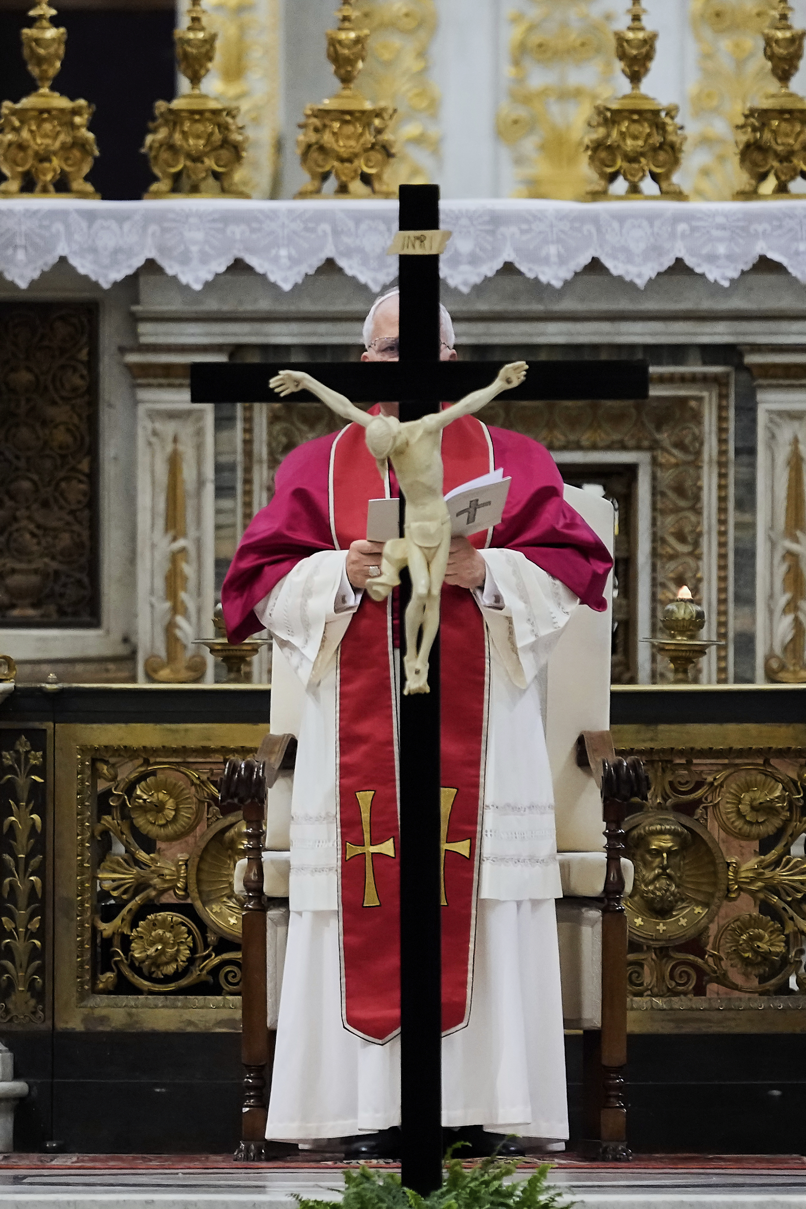 Pope Leo XIV presides over a commemoration of the martyrs and witnesses of the faith of the 21st century with representatives of other churches and Christian communions in the Basilica of St. Paul Outside the Walls in Rome, Sunday, Sept. 14, 2025. (Gregorio Borgia - AP)