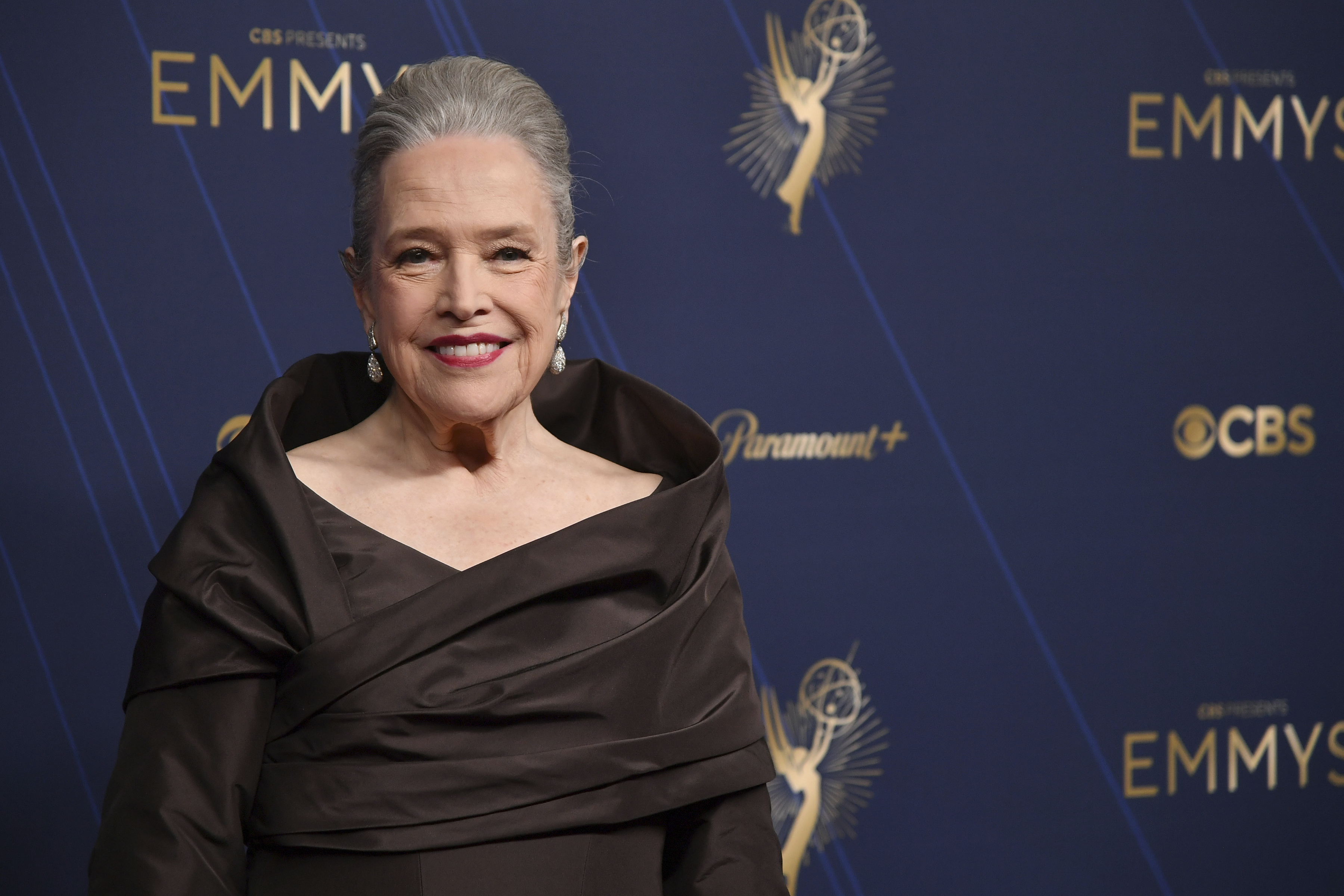 Kathy Bates arrives at the 77th Primetime Emmy Awards on Sunday, Sept. 14, 2025, at the Peacock Theater in Los Angeles. (Richard Shotwell - Invision)
