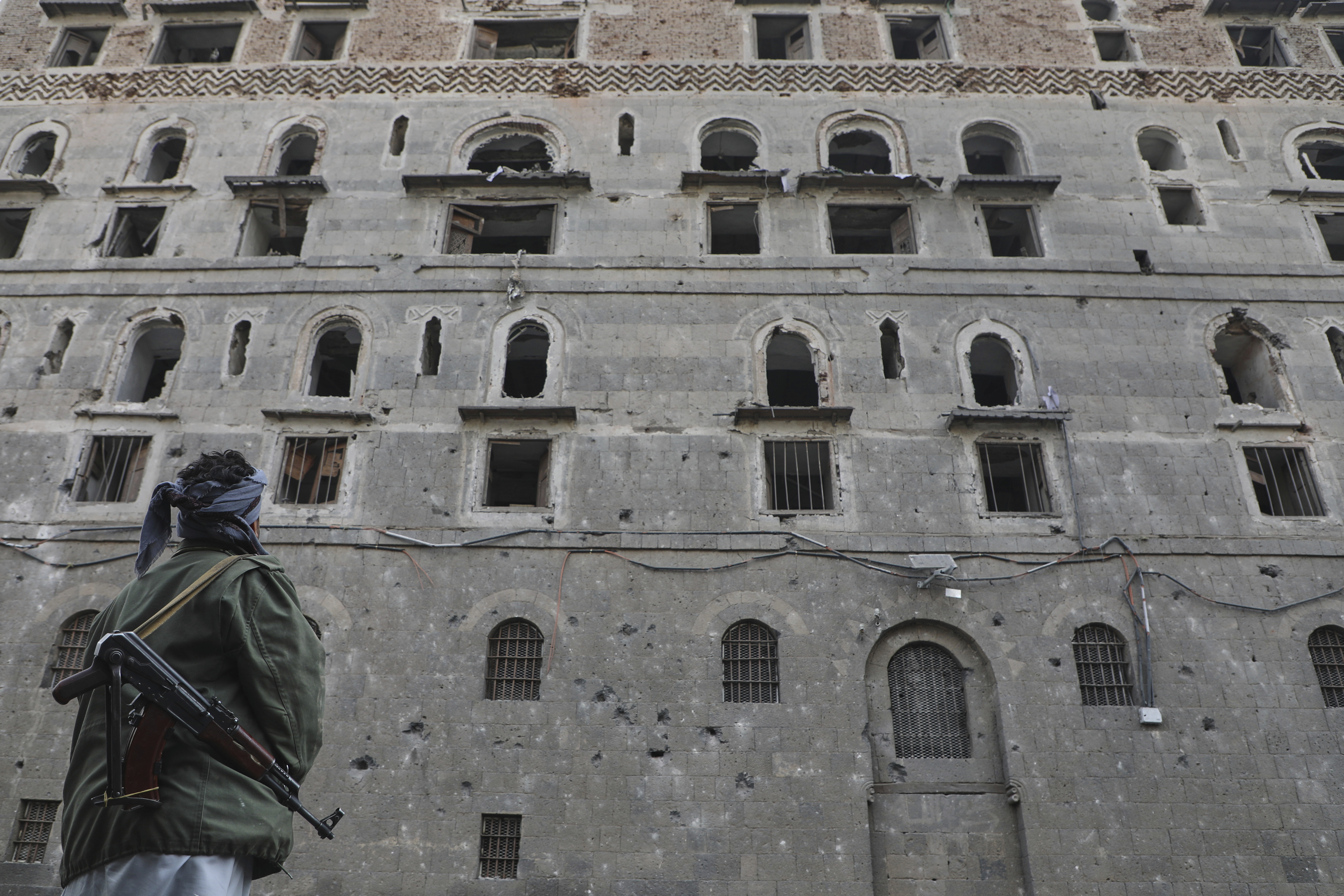 A man inspects the damage at the National Museum, following the Israeli airstrikes on Wednesday in Sanaa, Yemen, Thursday, Sept. 11, 2025. (Osamah Abdulrahman - AP)
