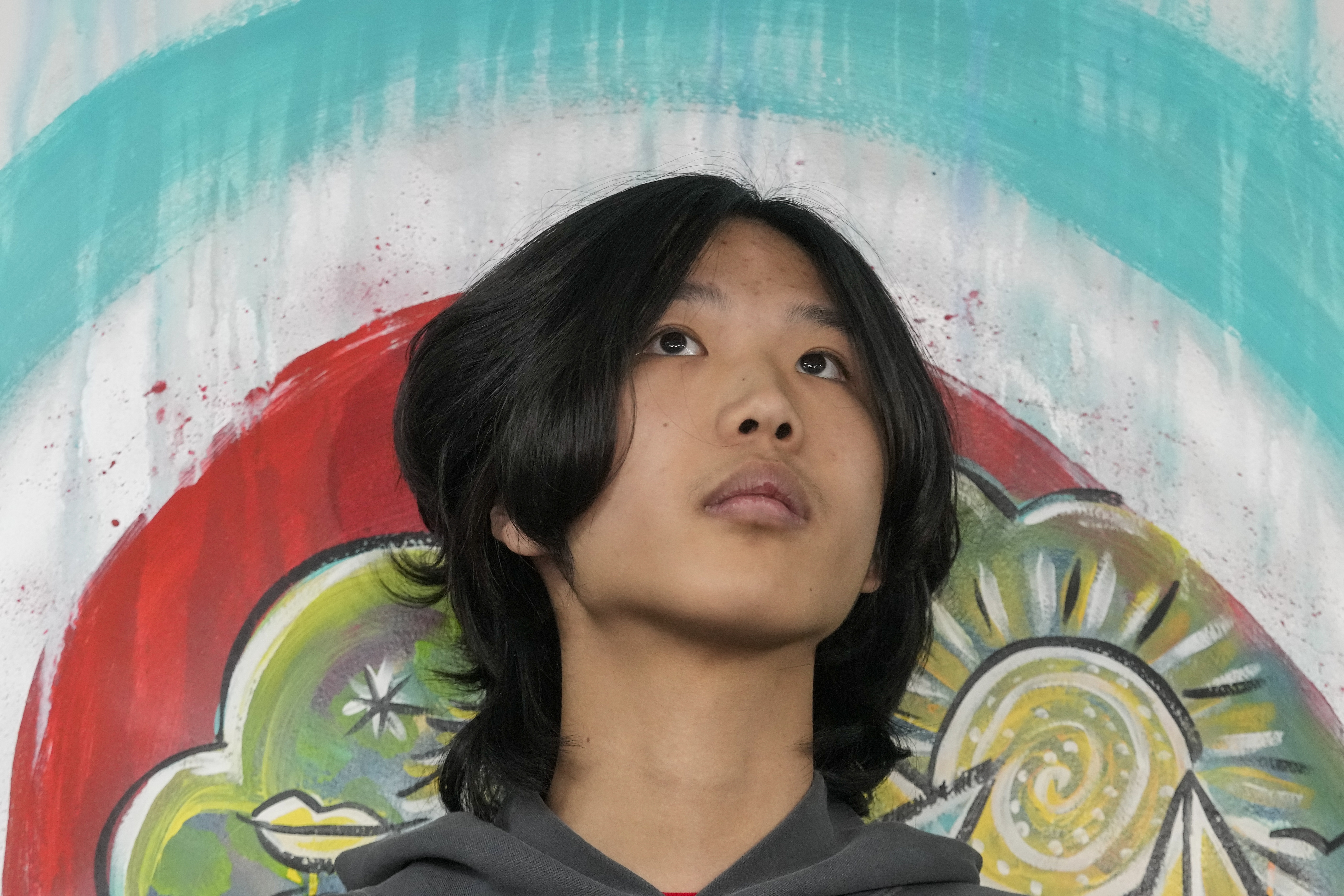 U.S. influencer Ethan Guo waits for the start of an event about his donation to children's cancer rehabilitation programs, at the 