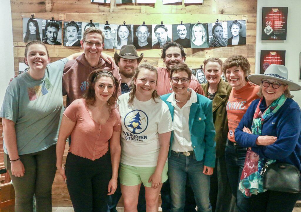 Cast, crew, board members and audiences gather in the lobby after Friday’s performance of Ovation West’s ‘Annie Get Your Gun’ in Evergreen. JOHN MOORE/DENVER GAZETTE