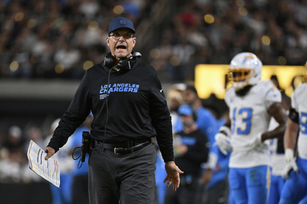 Los Angeles Chargers coach Jim Harbaugh.