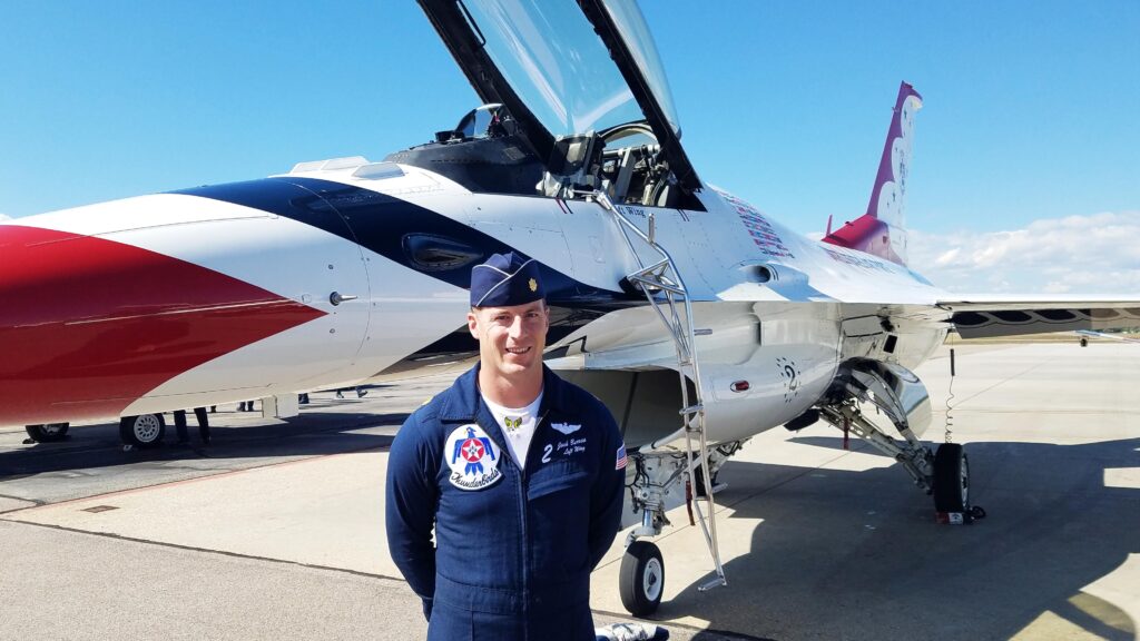 Maj. Josh Burress pilots jet 2 with the Air Force Thunderbirds this Saturday and Sunday at Northern Colorado Regional Airport in Loveland
